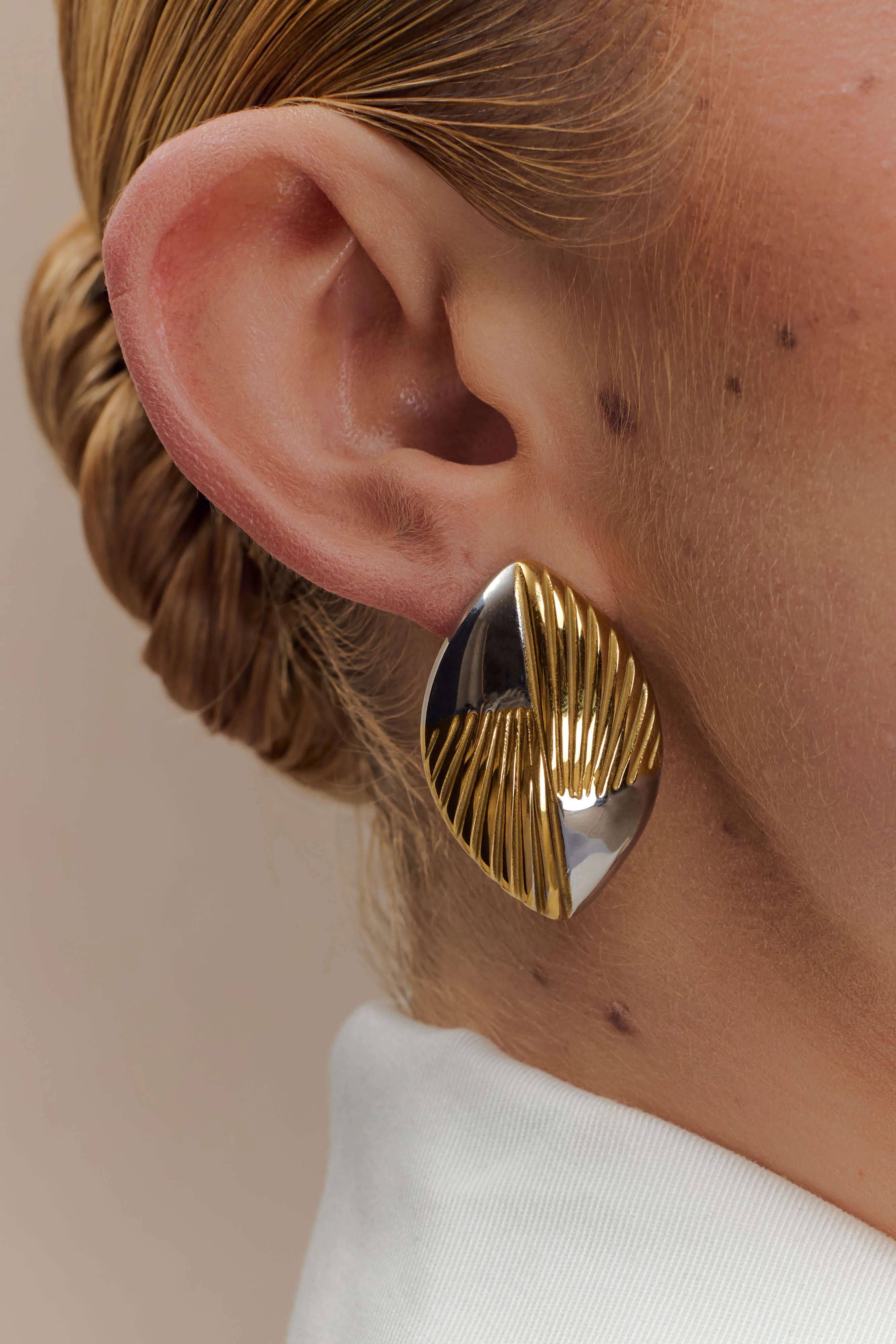 Felicity Mixed Metal Oval Earrings - Gold - Image 5