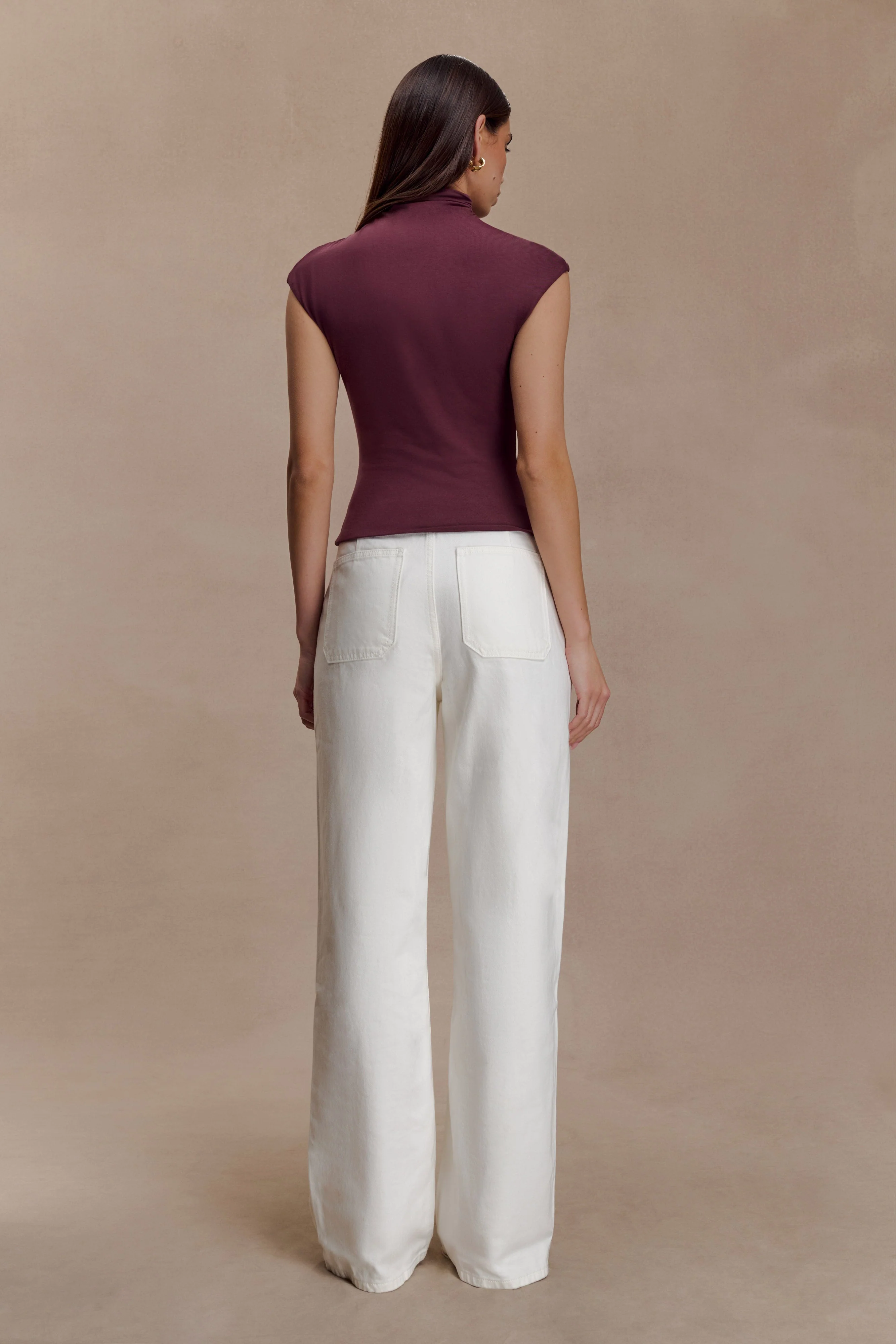 Freesia High Neck Sleeveless Top - Mahogany - Image 4