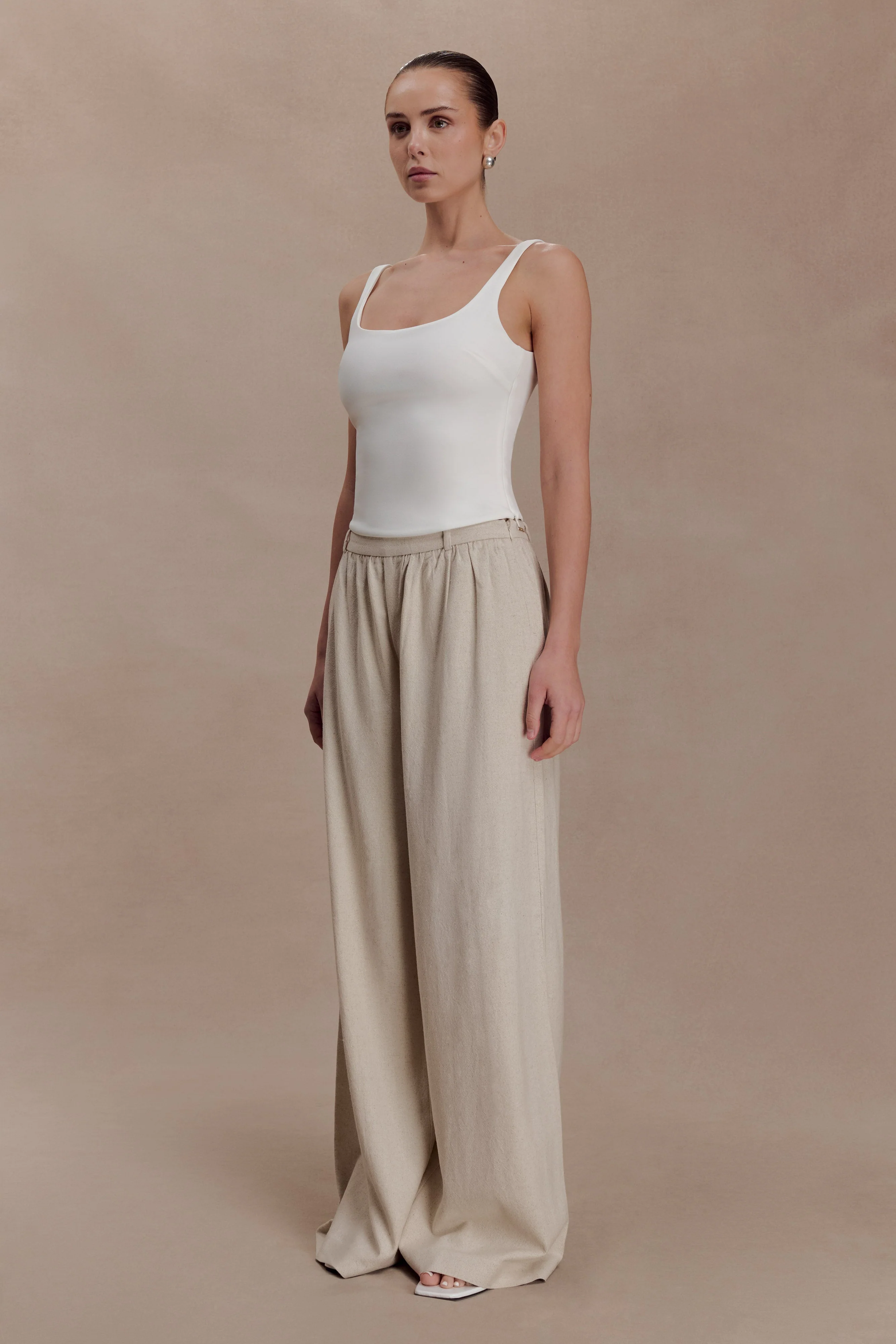Gabby Straight Leg Linen Pants - Natural - Image 4