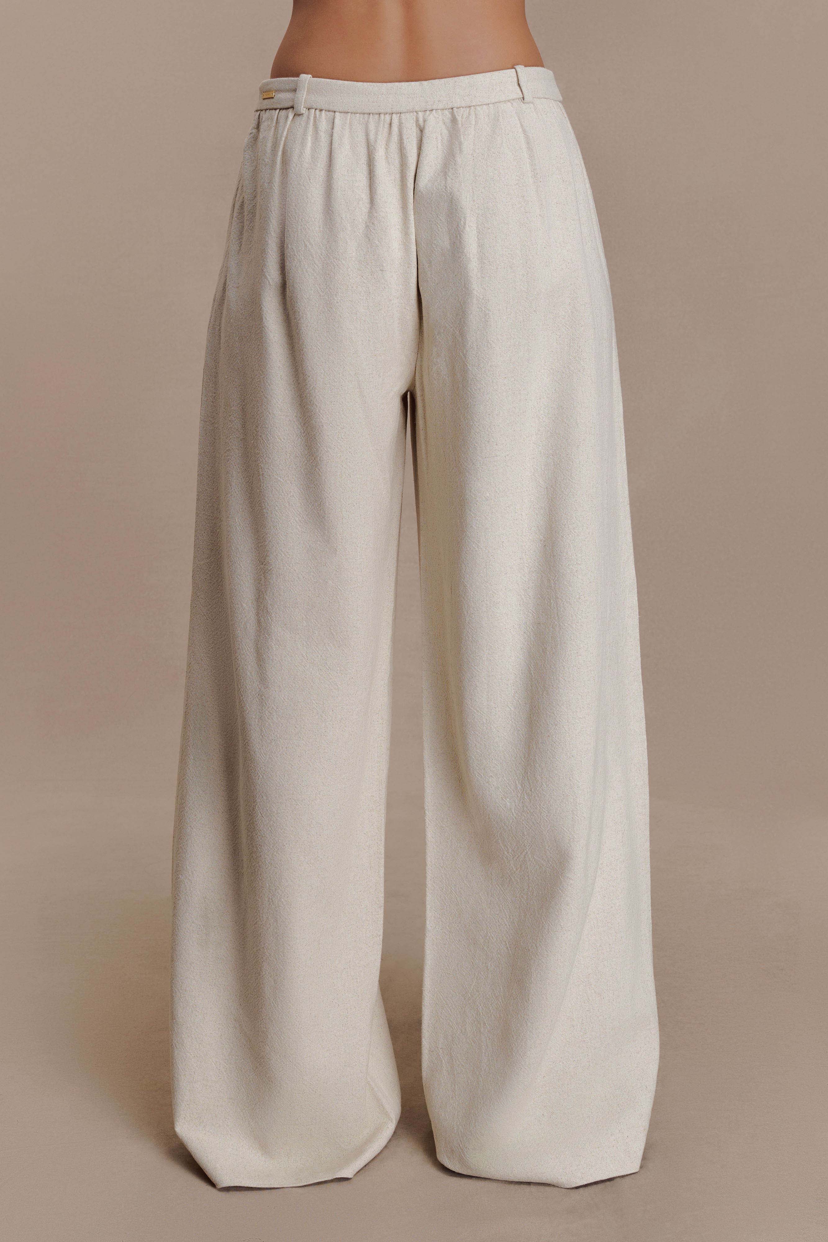 Gabby Straight Leg Linen Pants - Natural - Image 7