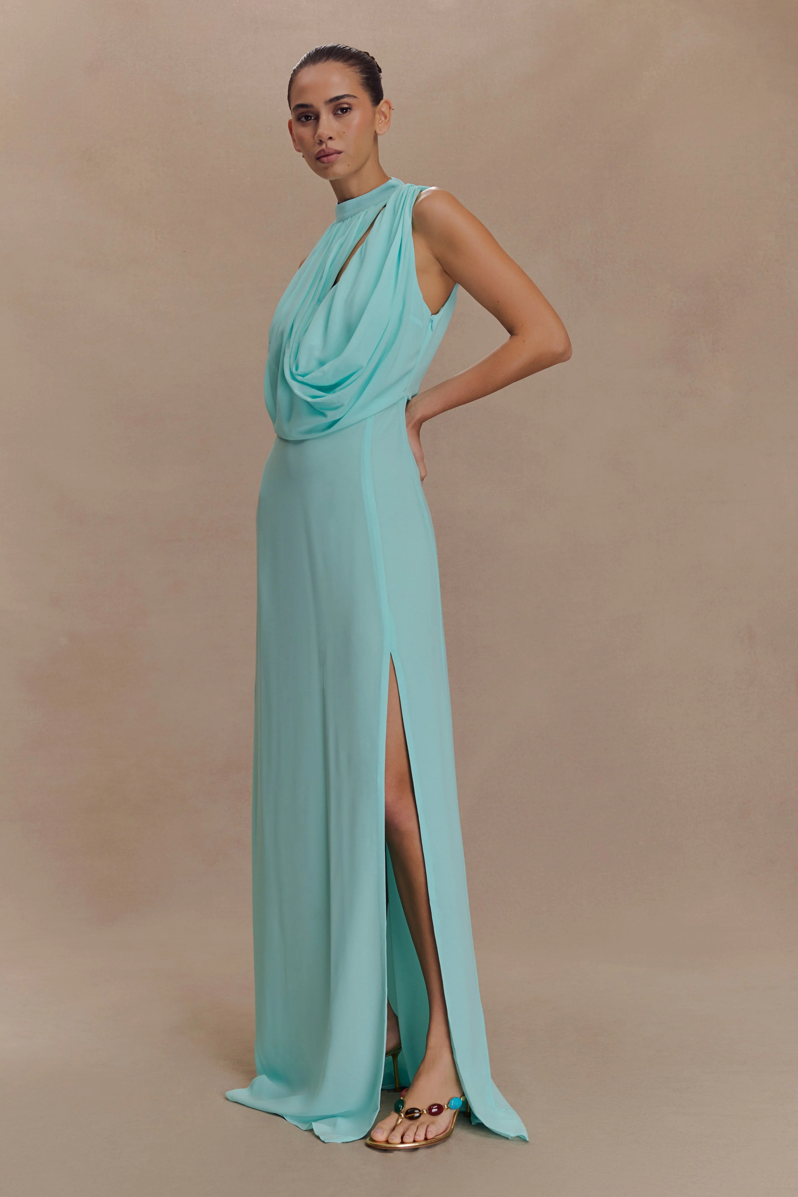 Galia Cowl Neck Maxi Dress - Lagoon - Image 4