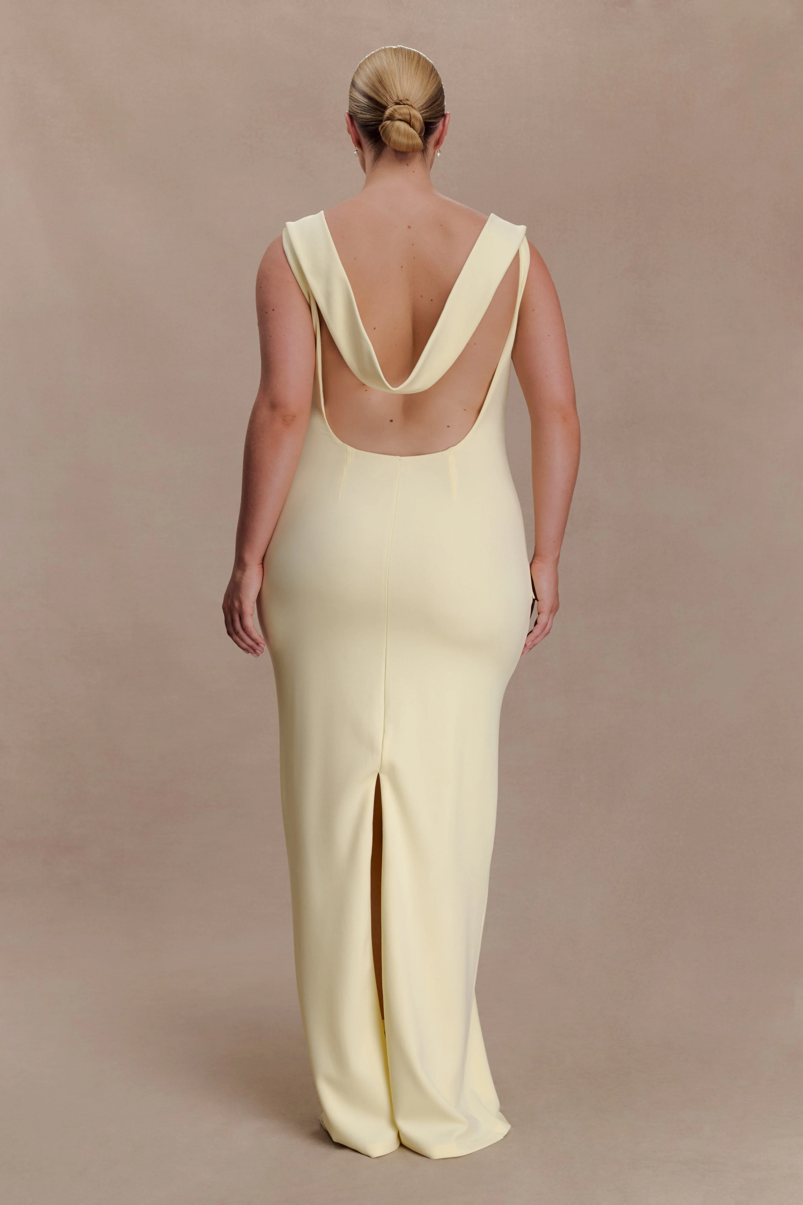 Galilea Crepe Draped Maxi Dress - Lemon - Image 6