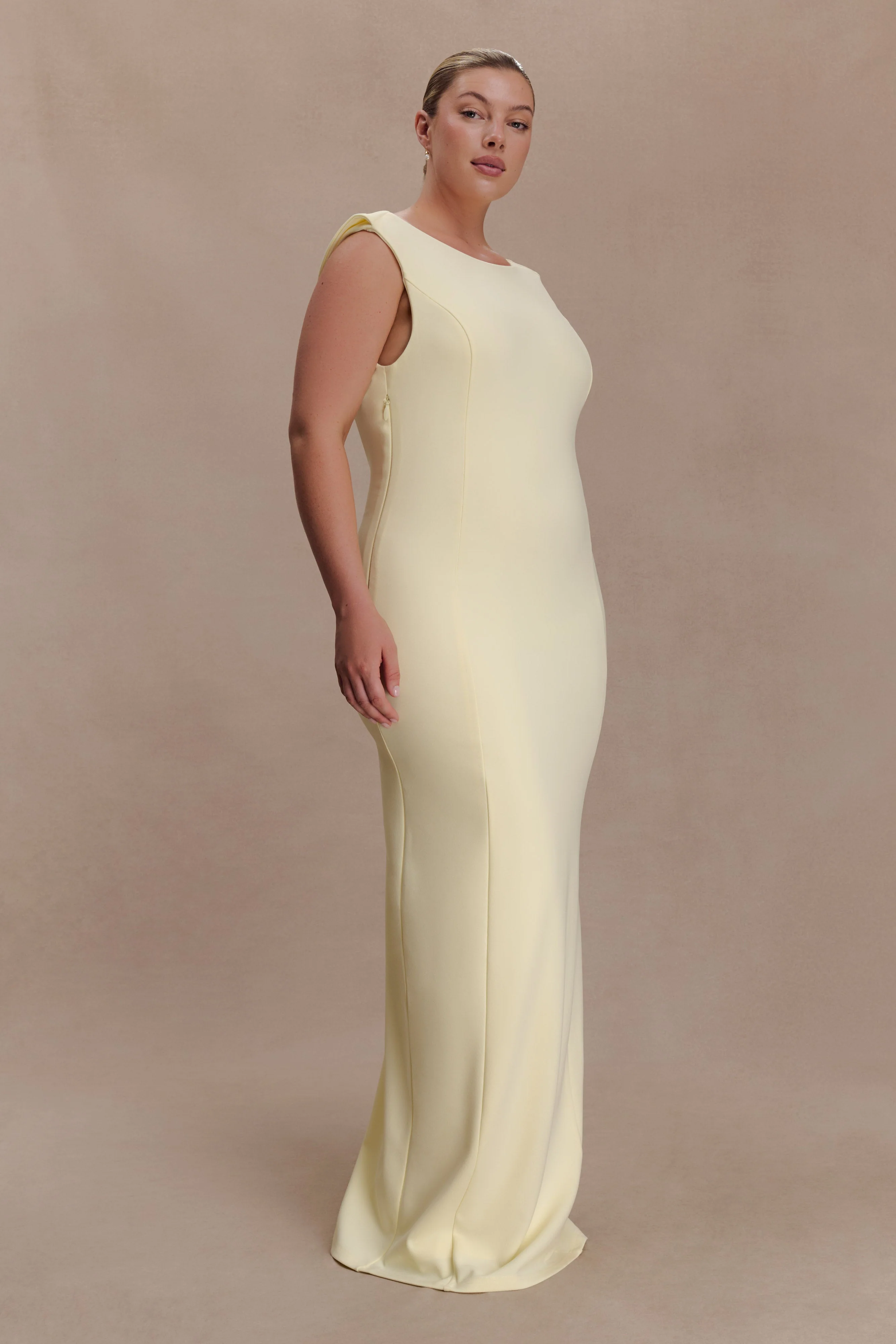Galilea Crepe Draped Maxi Dress - Lemon - Image 7