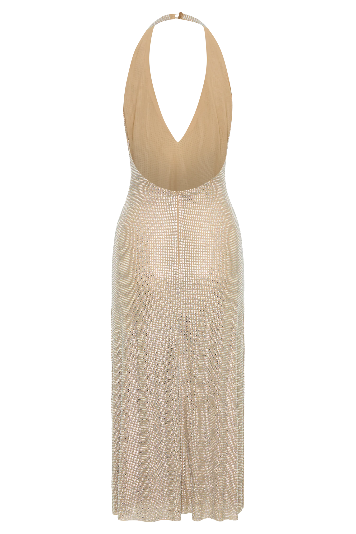 Genie Diamante Halter Midi Dress - Nude - Image 8