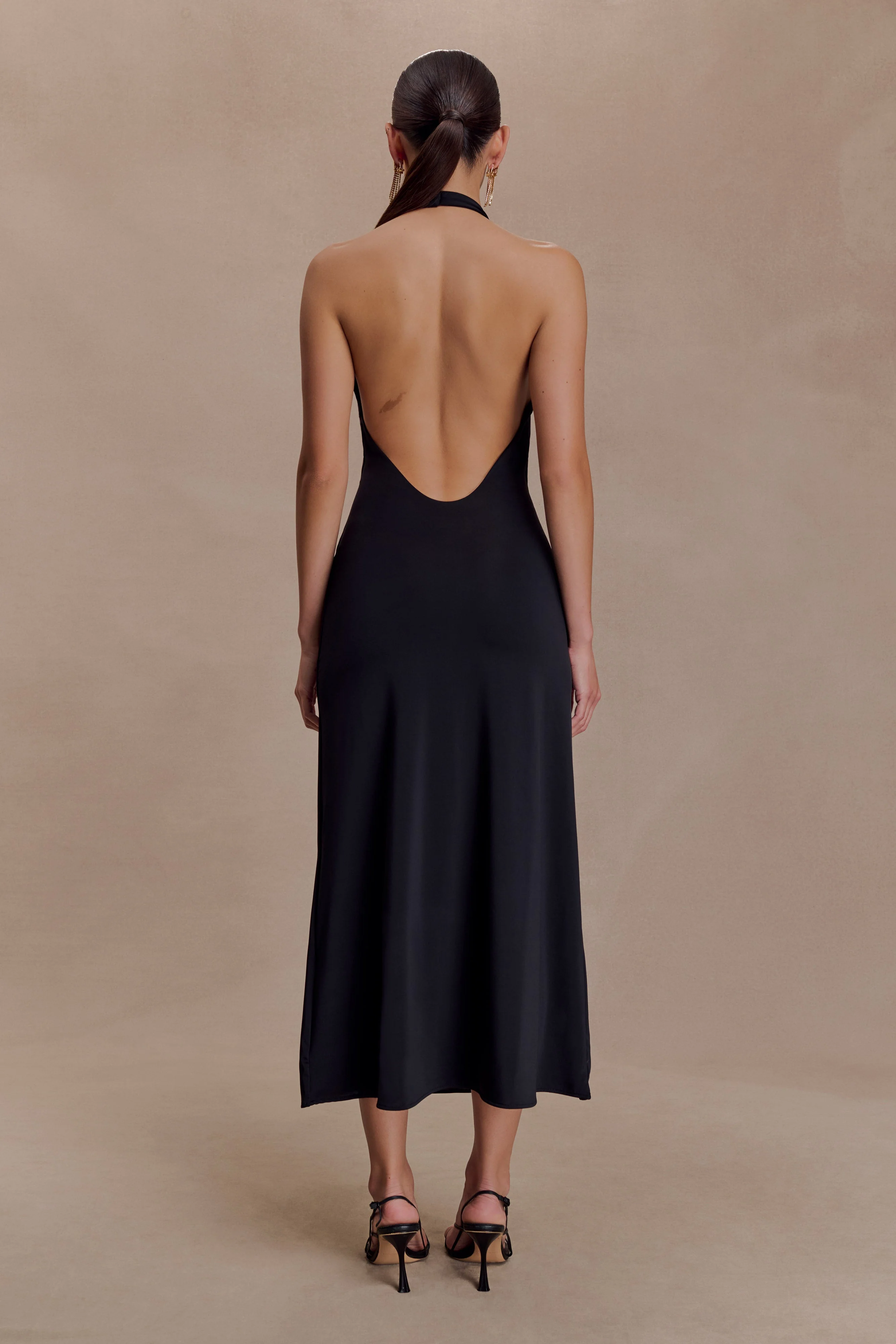 Genie Slinky Halter Midi Dress - Black - Image 2