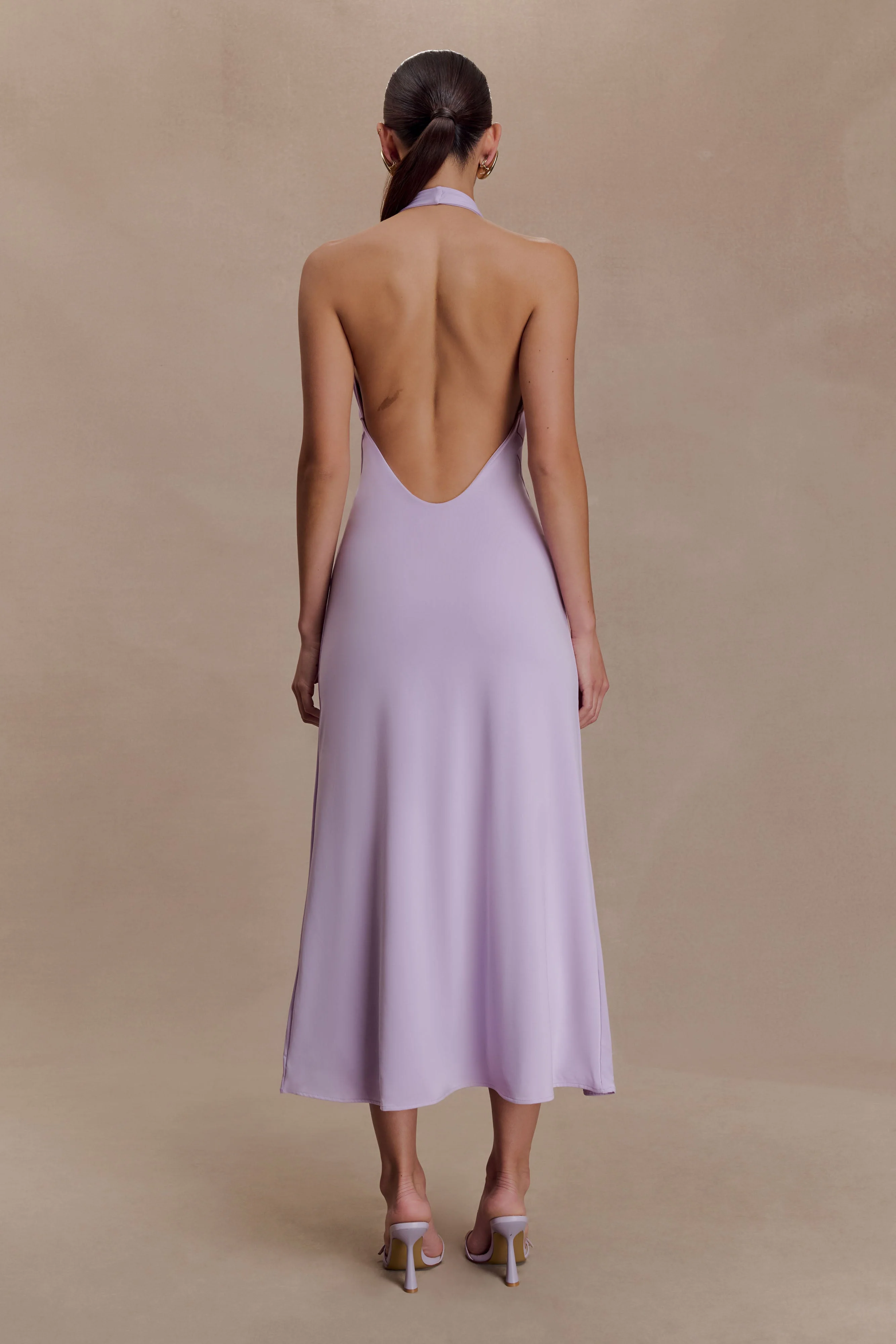 Genie Slinky Halter Midi Dress - Lilac - Image 2