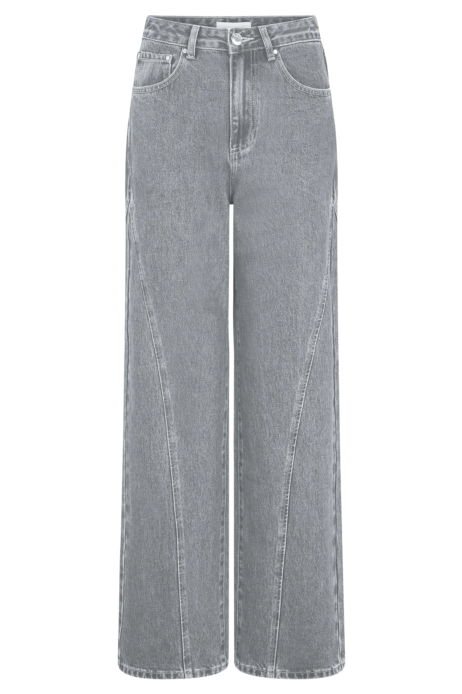 Georgette Mid Rise Paneled Denim Jeans - Grey - Image 11