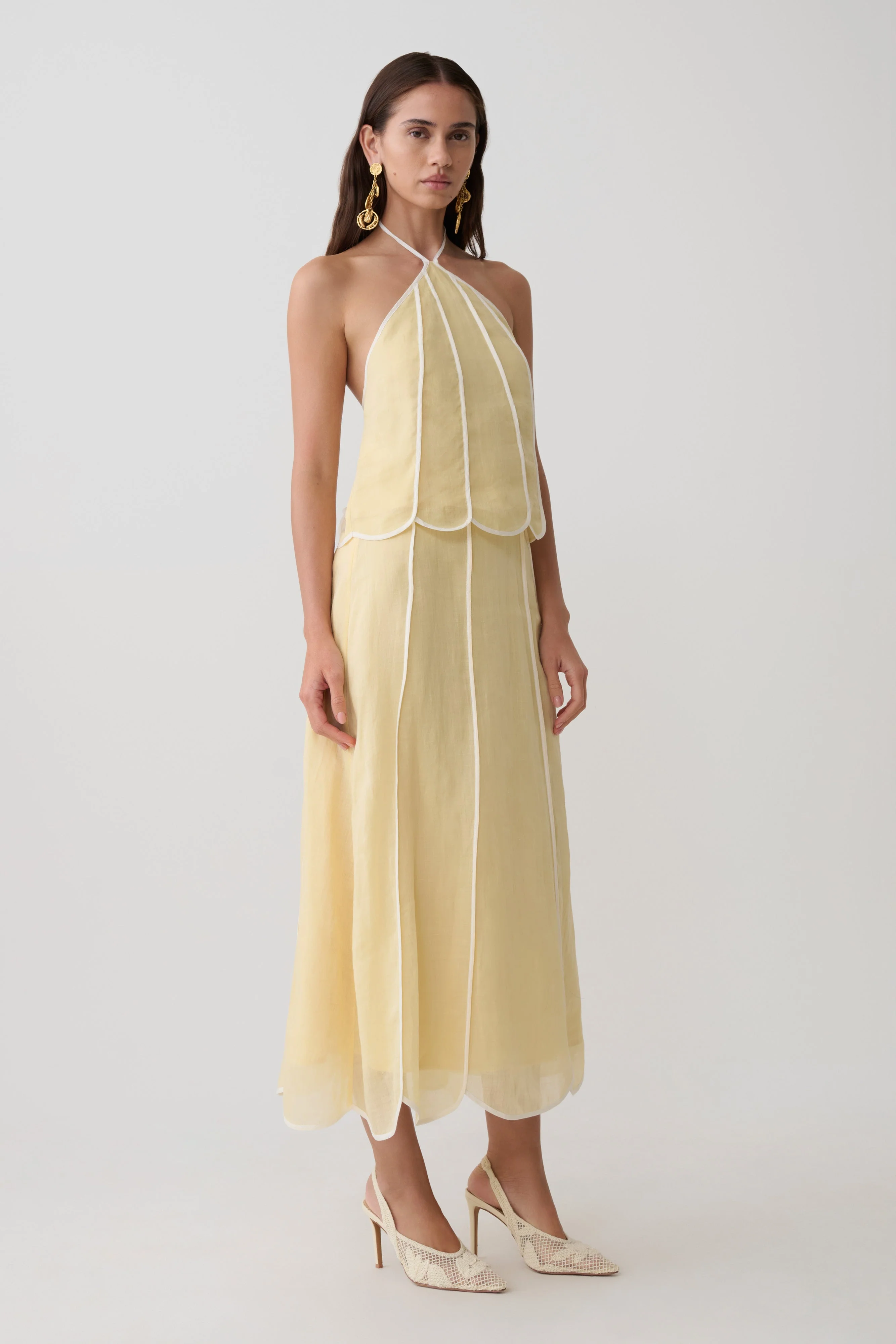 Georgia Panelled Halter Sleeveless Top - Butter - Image 4