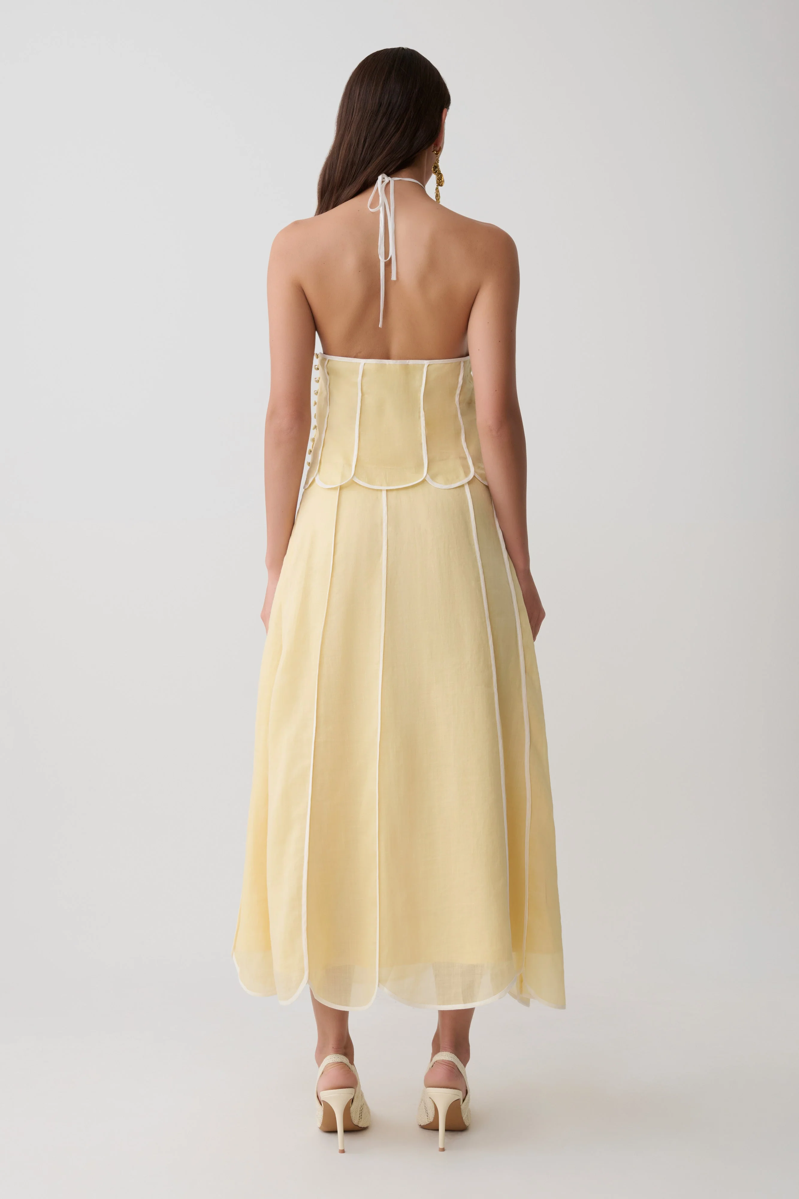 Georgia Panelled Halter Sleeveless Top - Butter - Image 5