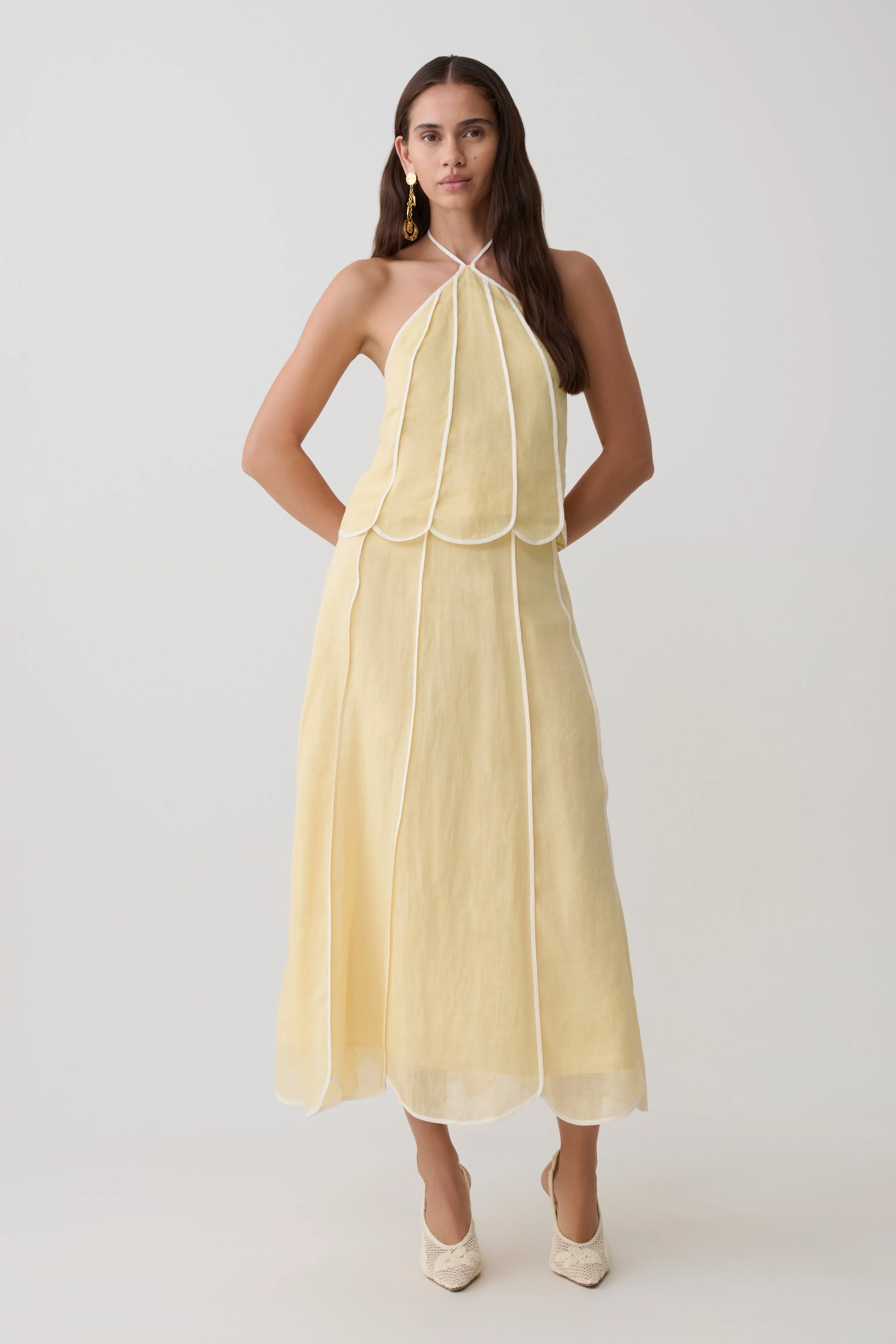 Georgia Panelled Midi Skirt - Butter - Image 3