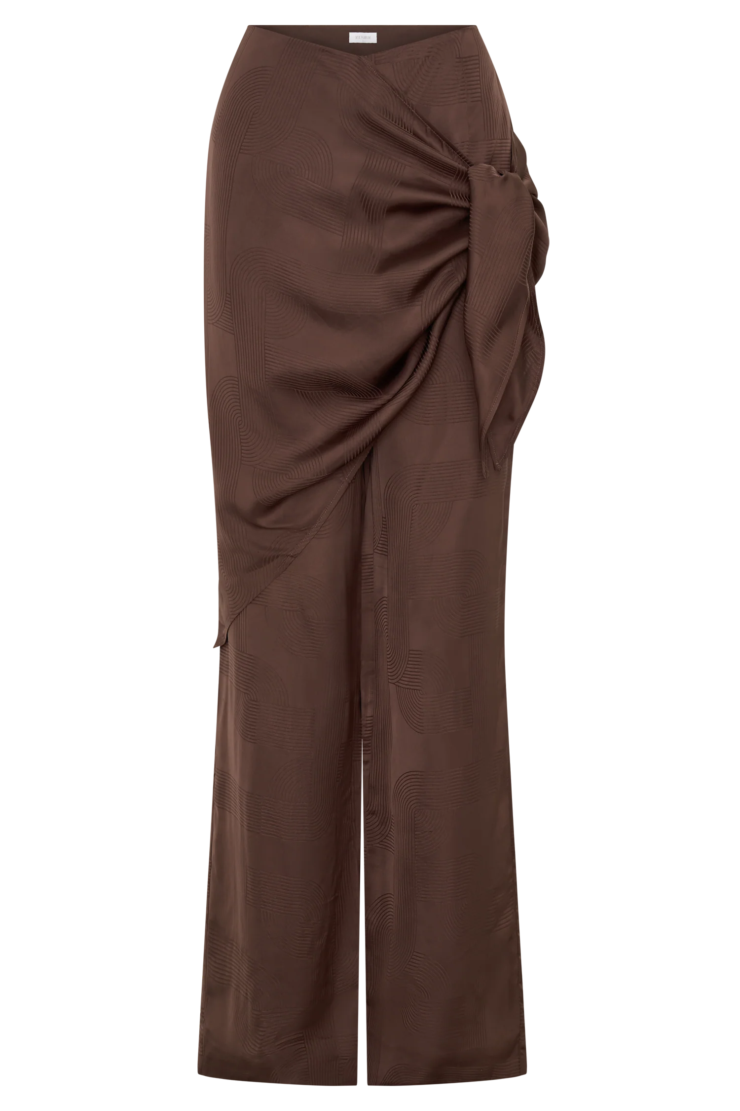 Gia Wrapped Tie Satin Pants - Chocolate - Image 10