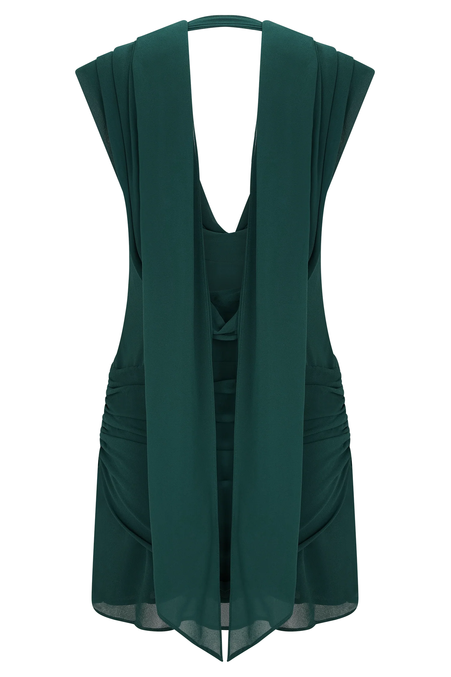 Giulia Chiffon Draped Mini Dress - Dark Emerald - Image 8