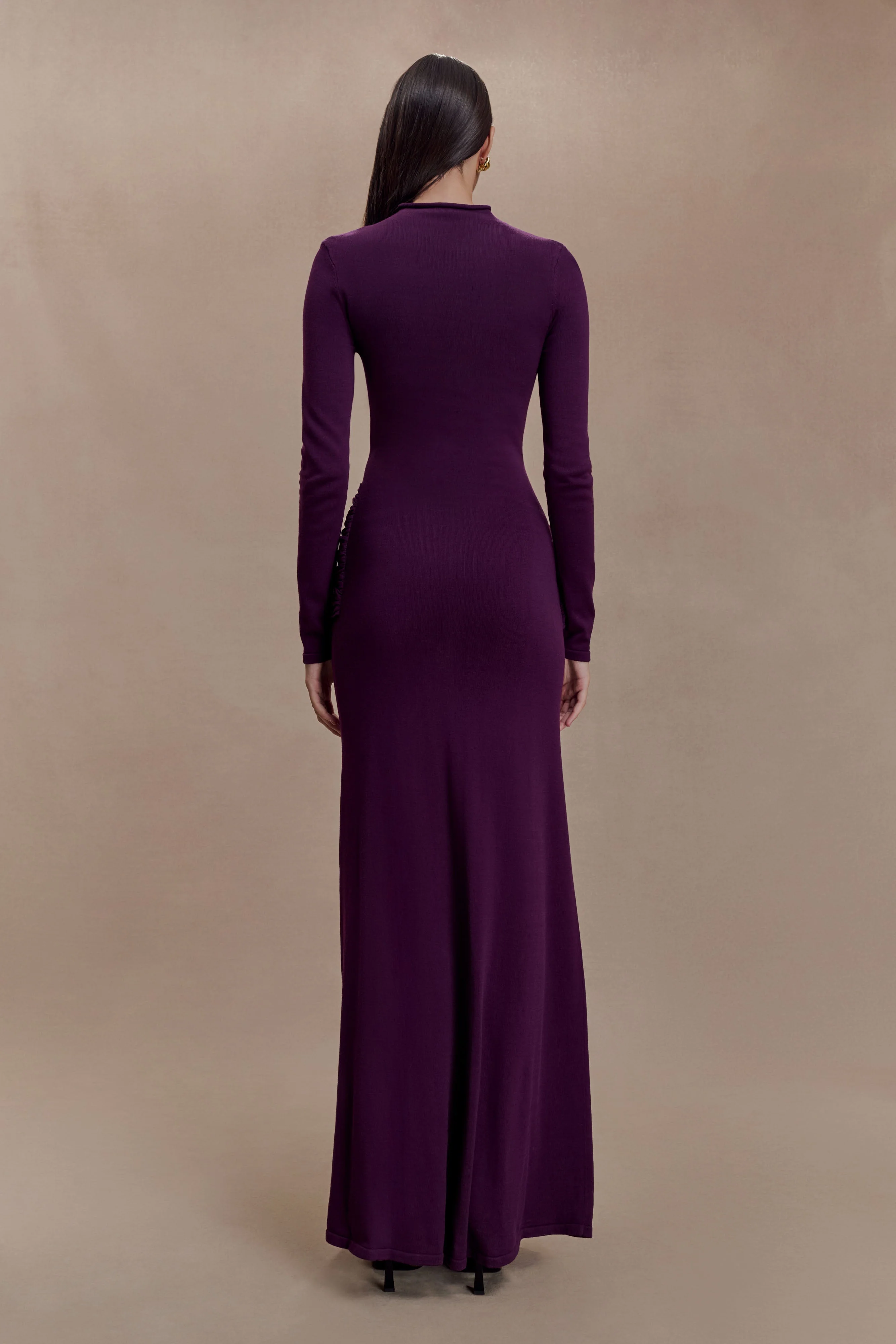 Grayson Knit Chiffon Maxi Dress - Plum - Image 2