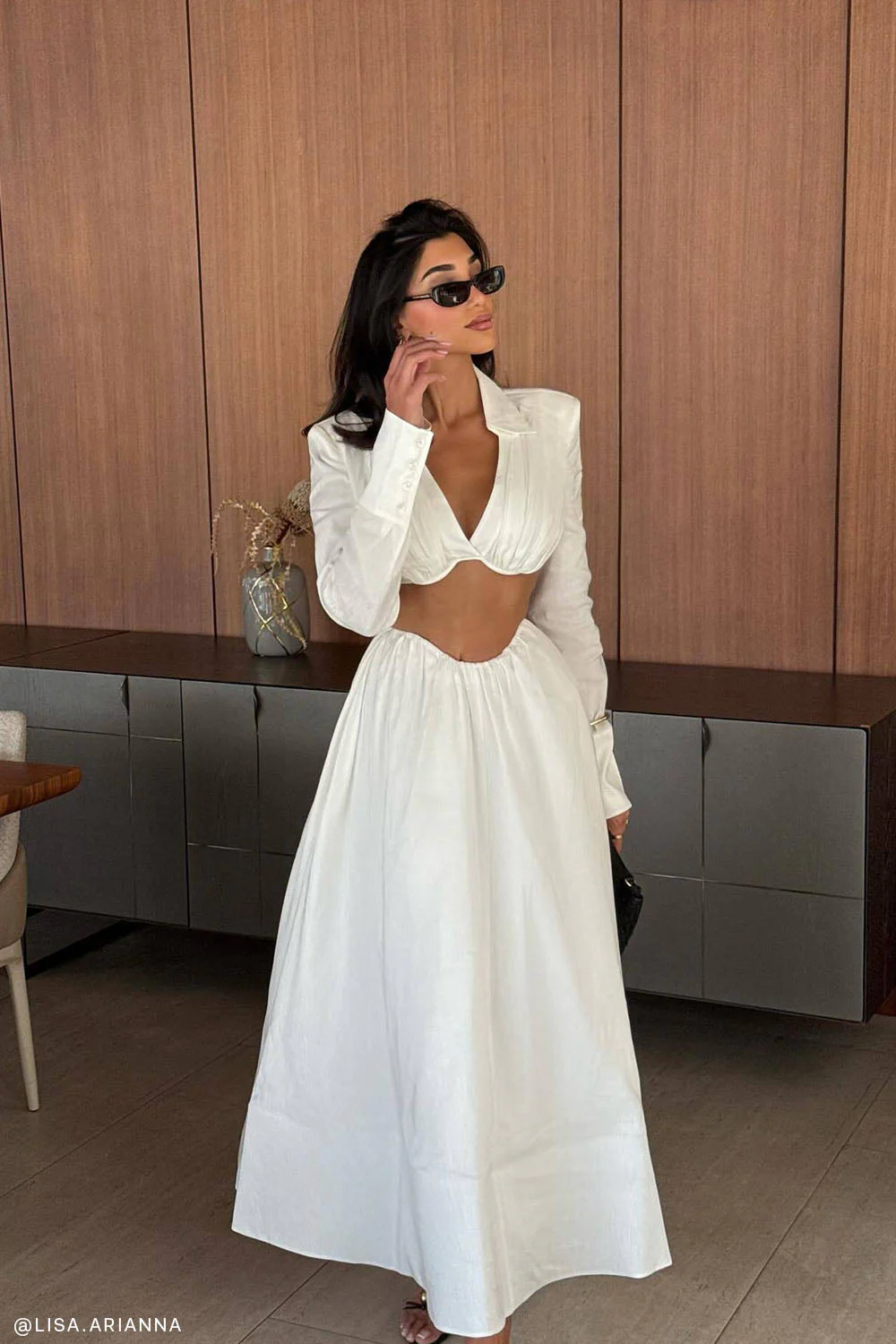 Greta Gathered Maxi Skirt - White - Image 2