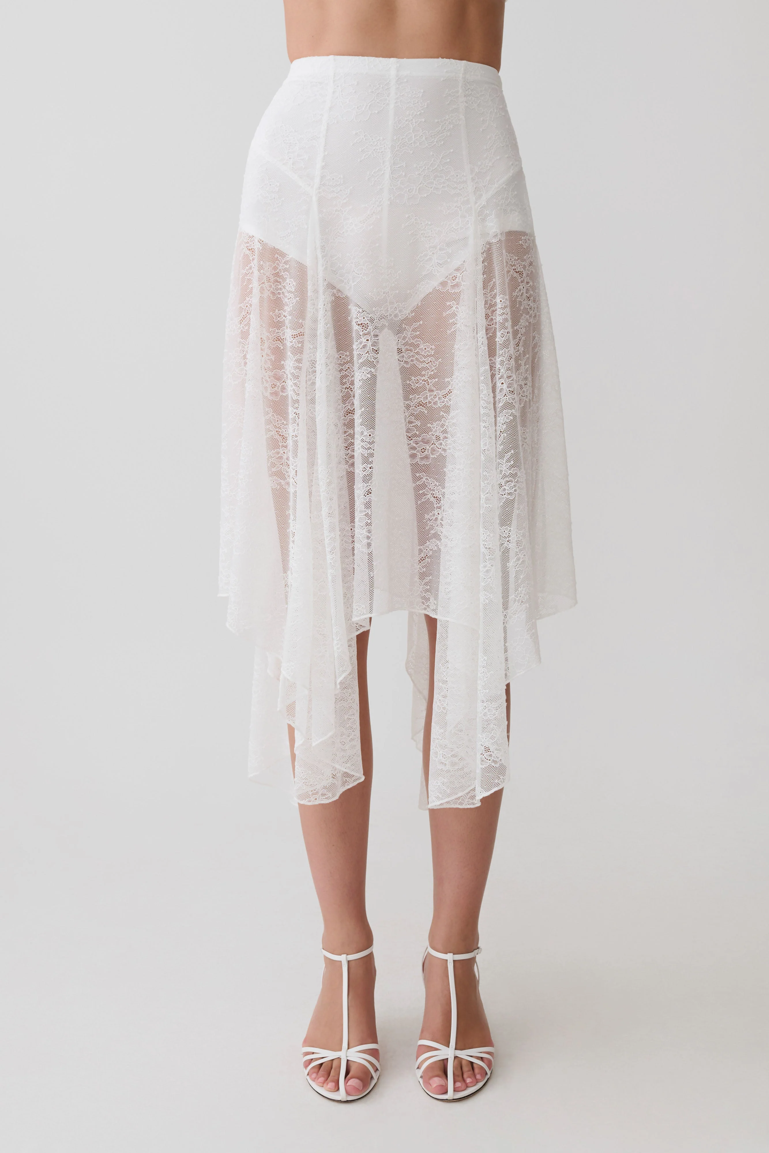 Haime Lace Hankie Midi Skirt - Ivory - Image 3