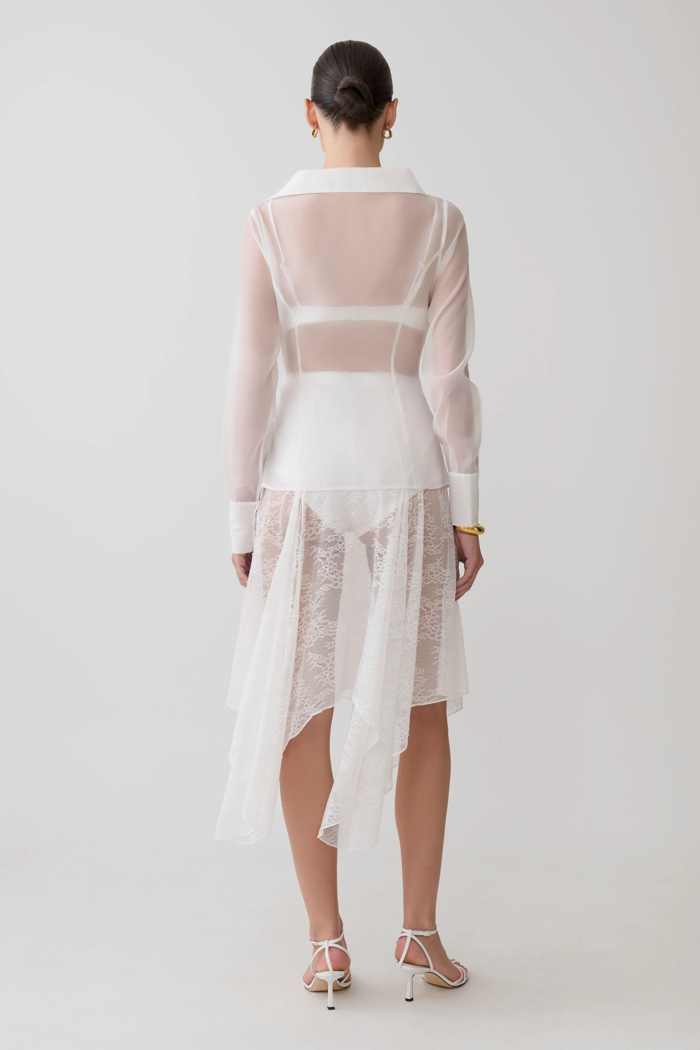 Haime Lace Hankie Midi Skirt - Ivory - Image 5
