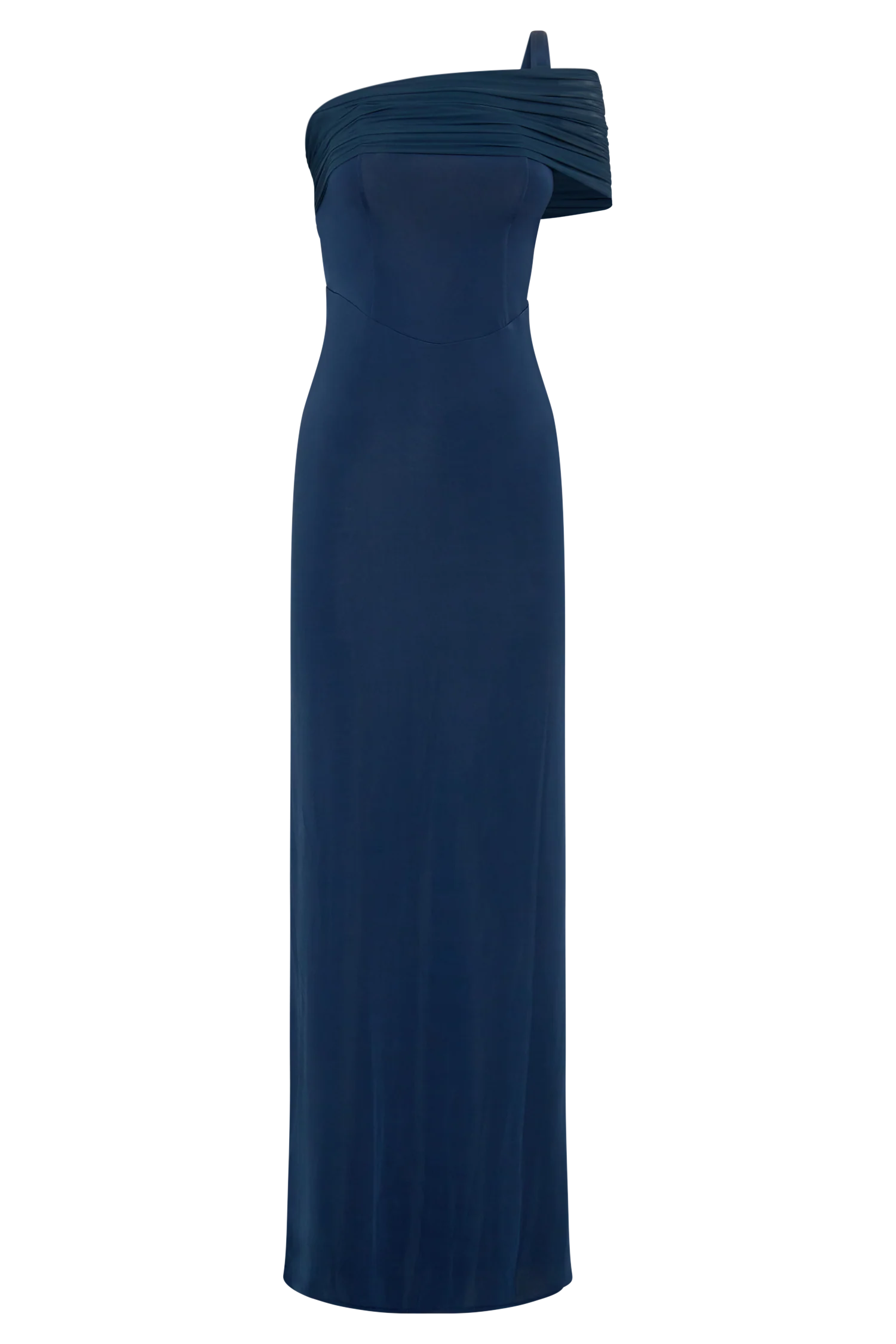 Hanh One Shoulder Mesh Maxi Dress - Ink Blue - Image 12