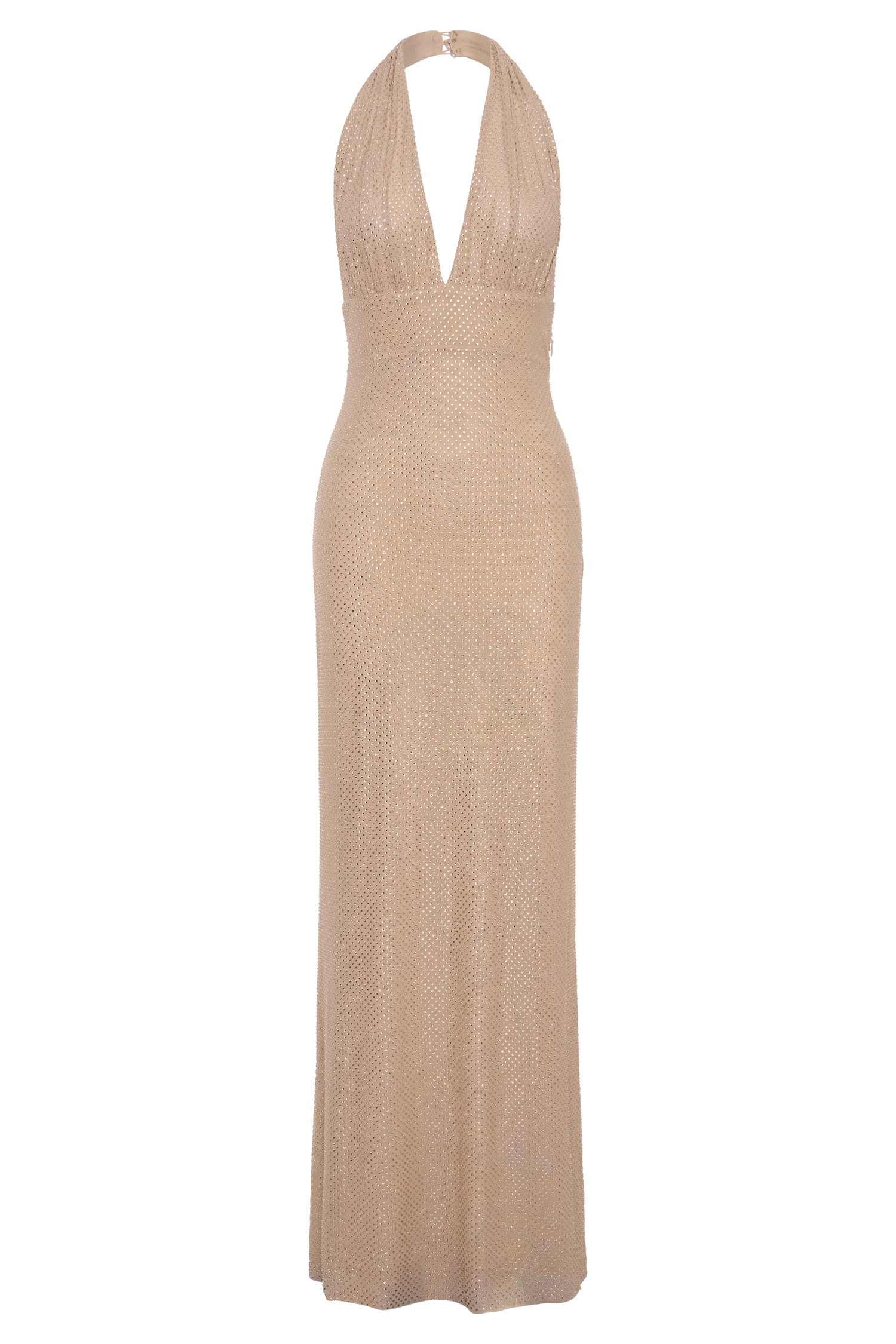 Harriet Halter Neck Diamante Maxi Dress - Sandy Gold - Image 13