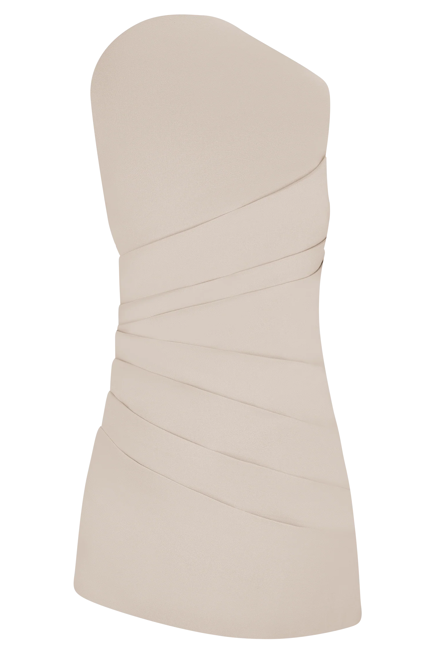 Helena One Shoulder Linen Mini Dress - Natural Beige - Image 10