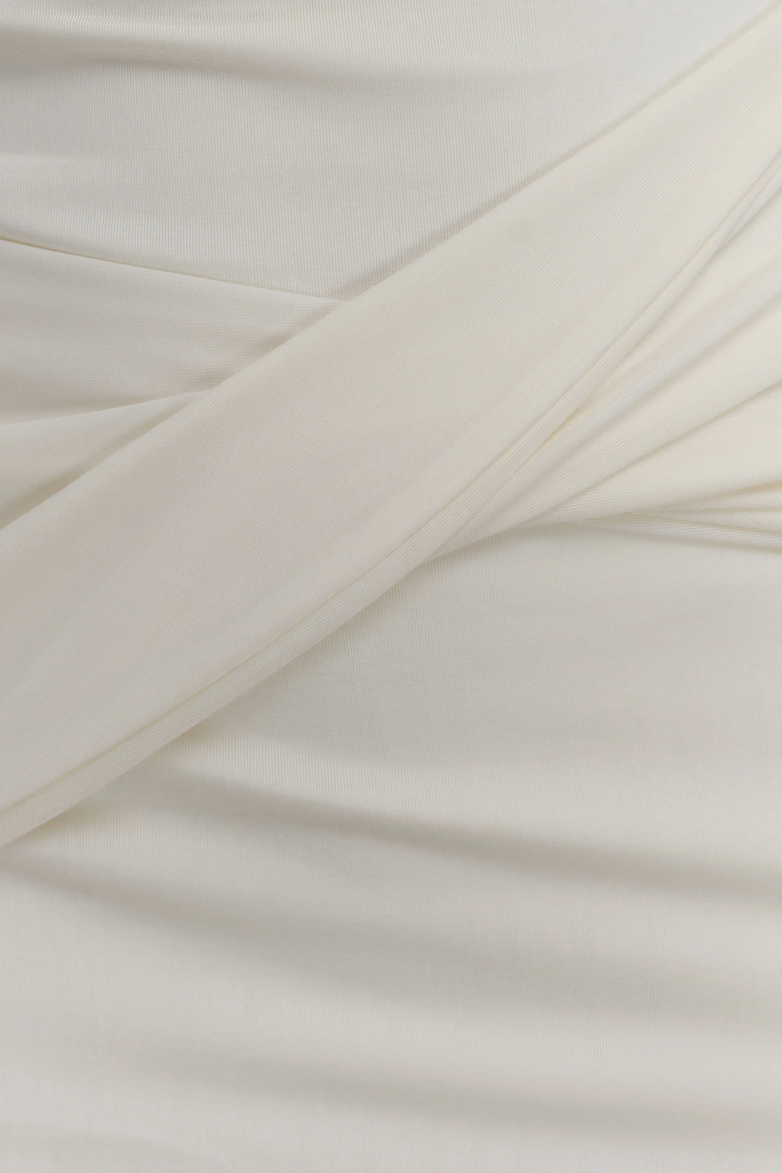 Henley Slinky Drape Mini Dress - Ivory - Image 7