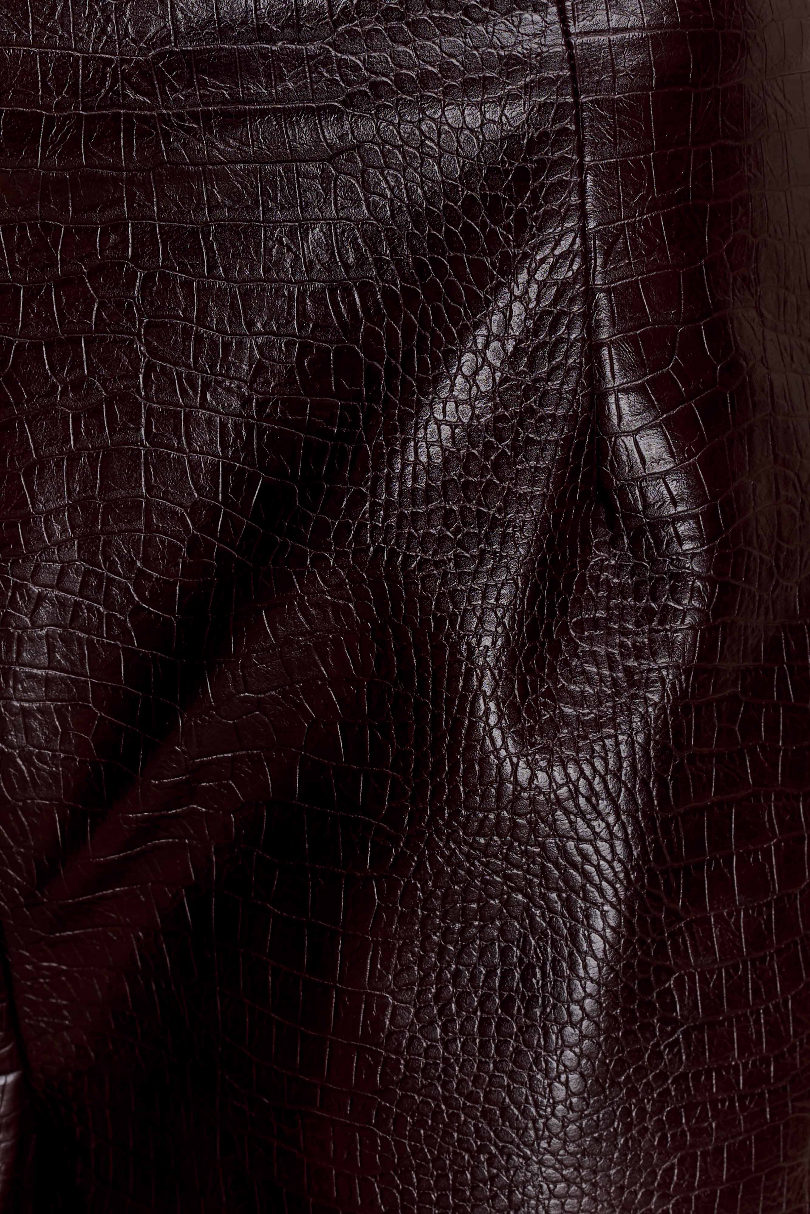 Henry Croc Faux Leather Straight Leg Pants - Dark Chocolate - Image 7
