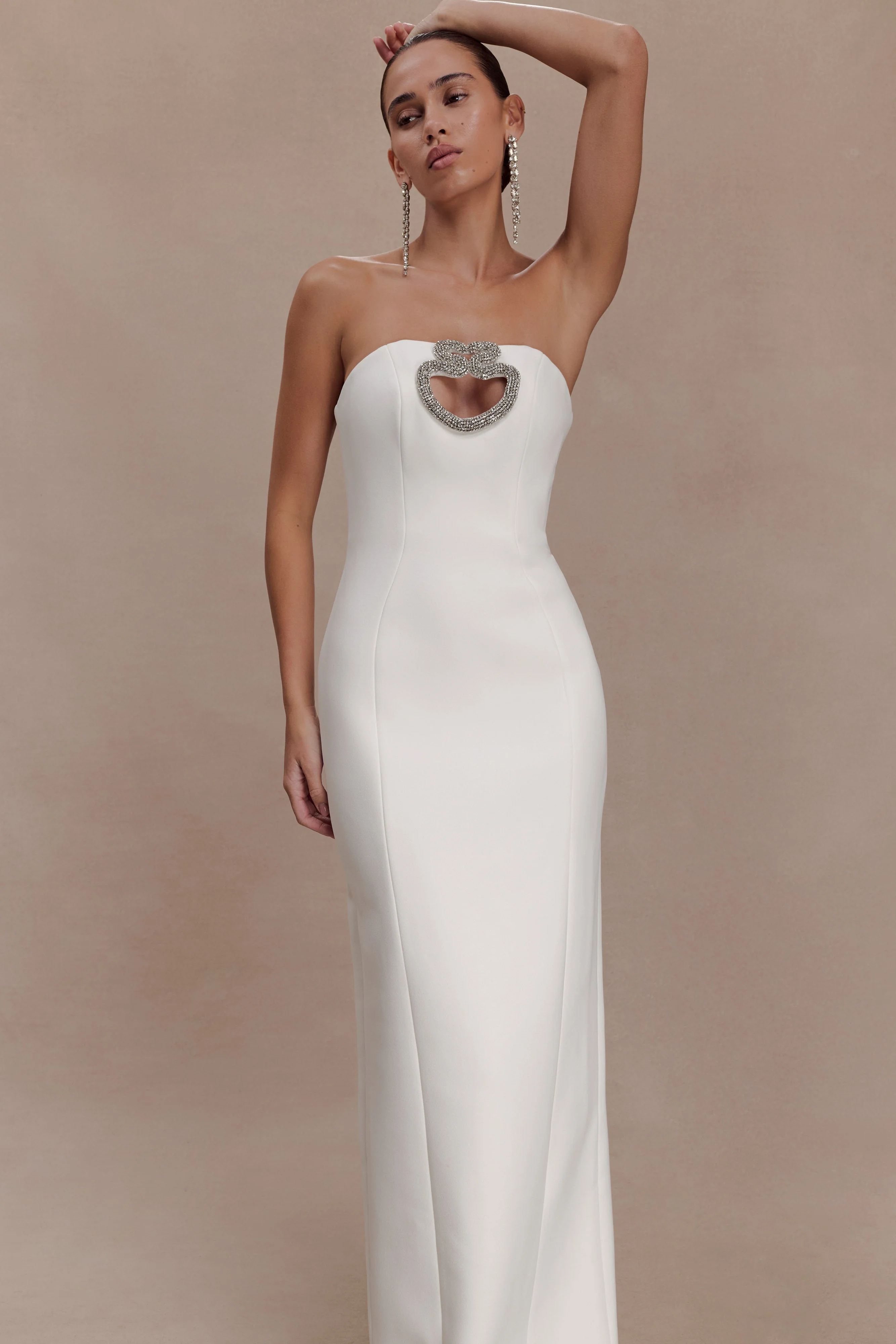 Hilda Embellished Strapless Maxi Dress - White - Image 5