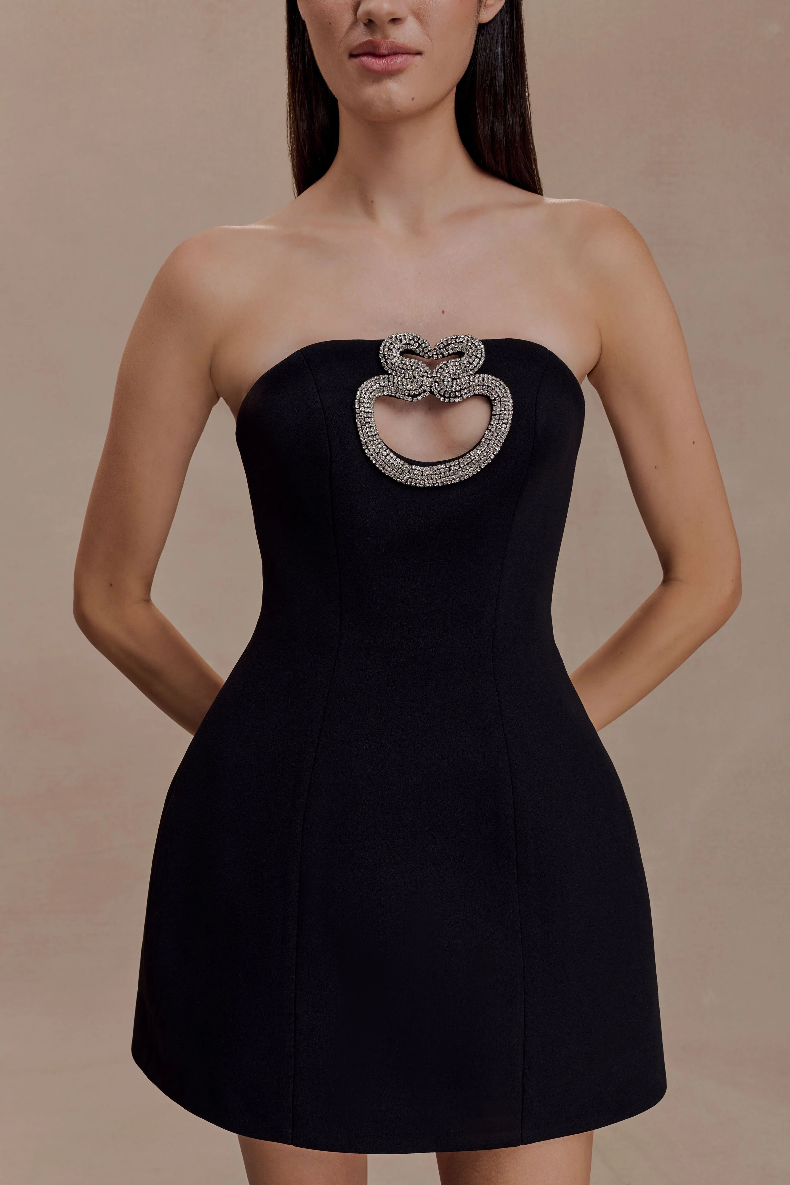 Hilda Embellished Strapless Mini Dress - Black - Image 3