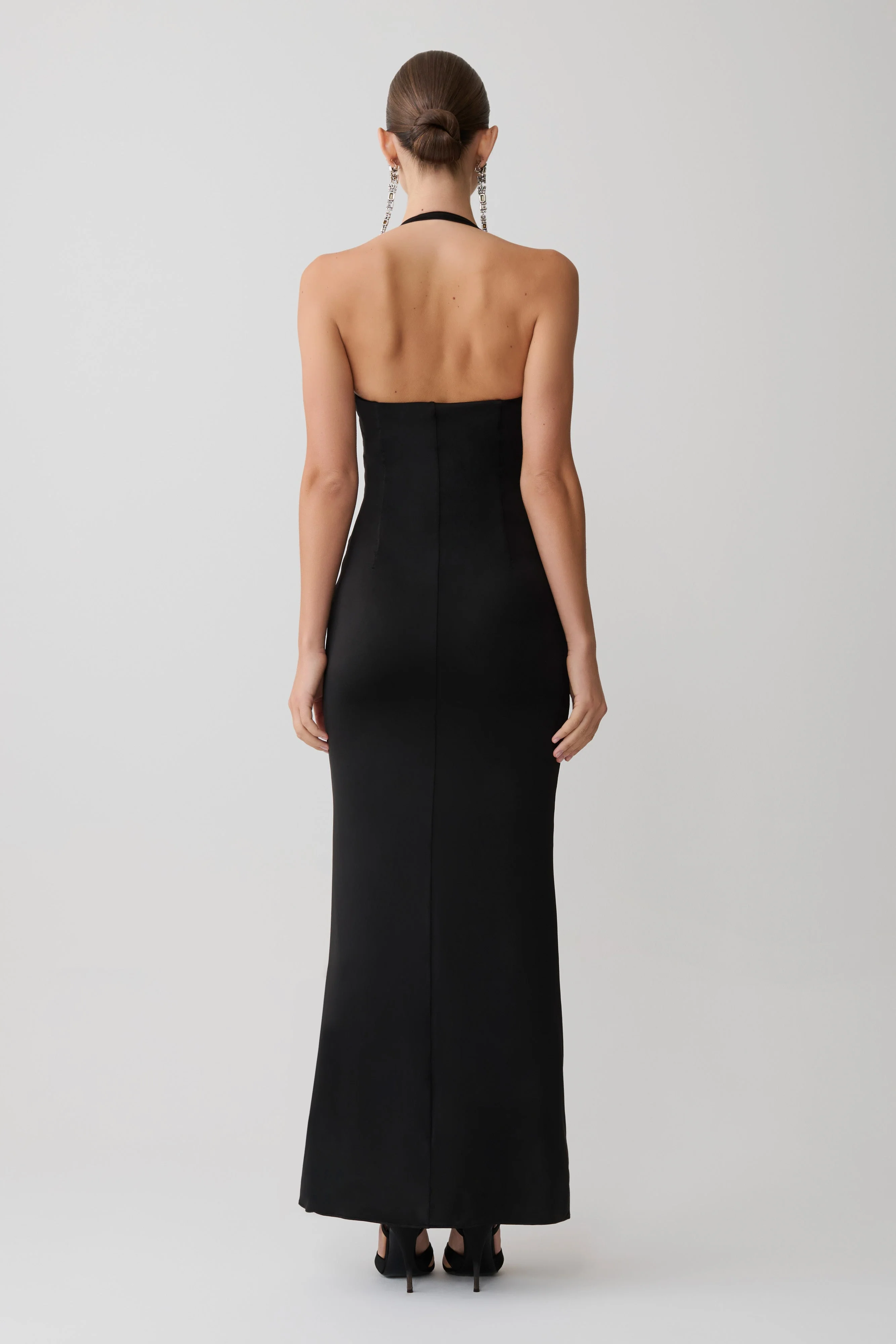 Hoai Gathered Slinky Halter Maxi Dress - Black - Image 2