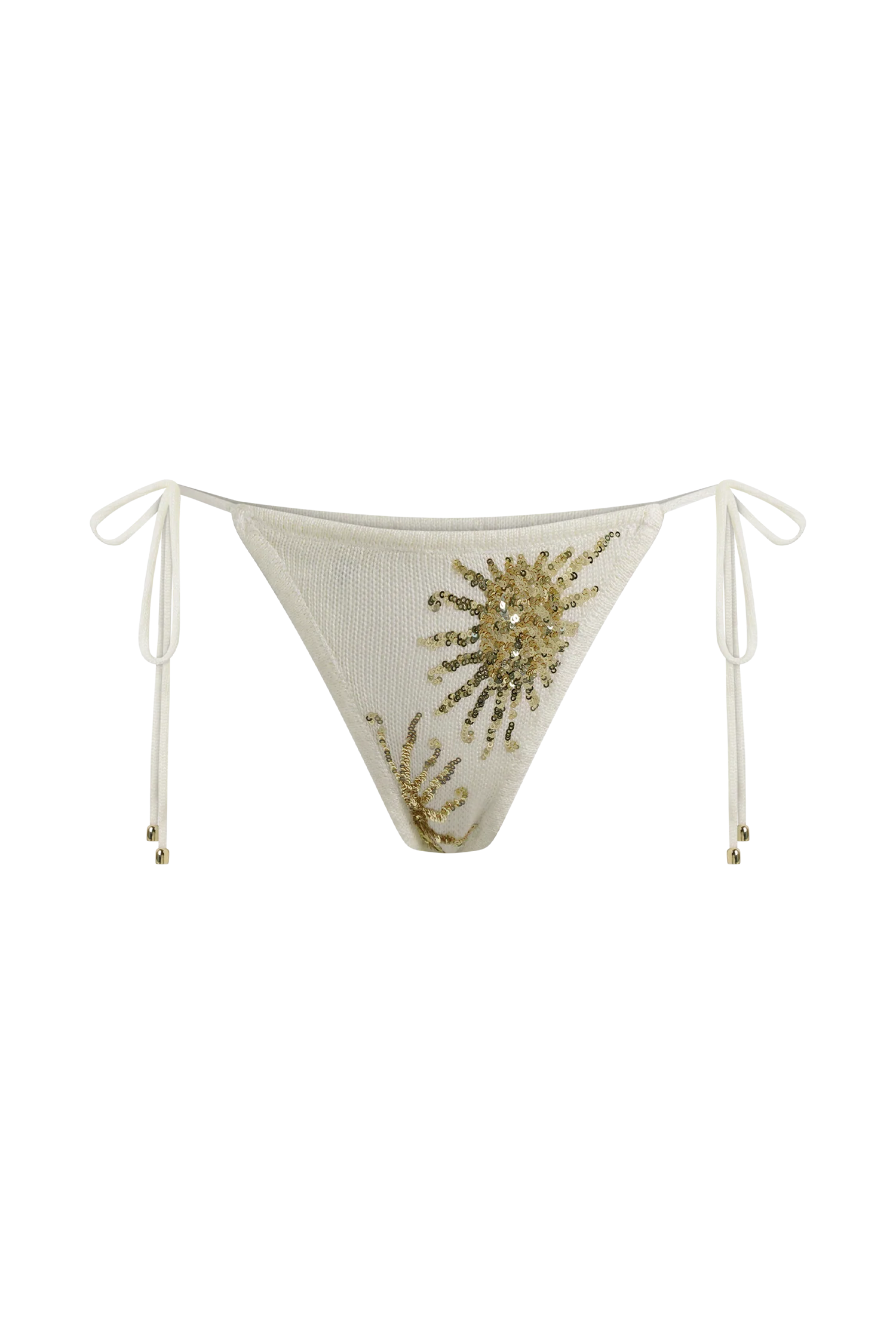 Huntleigh Crochet Bikini Bottom - White & Gold Sunshine Print - Image 9