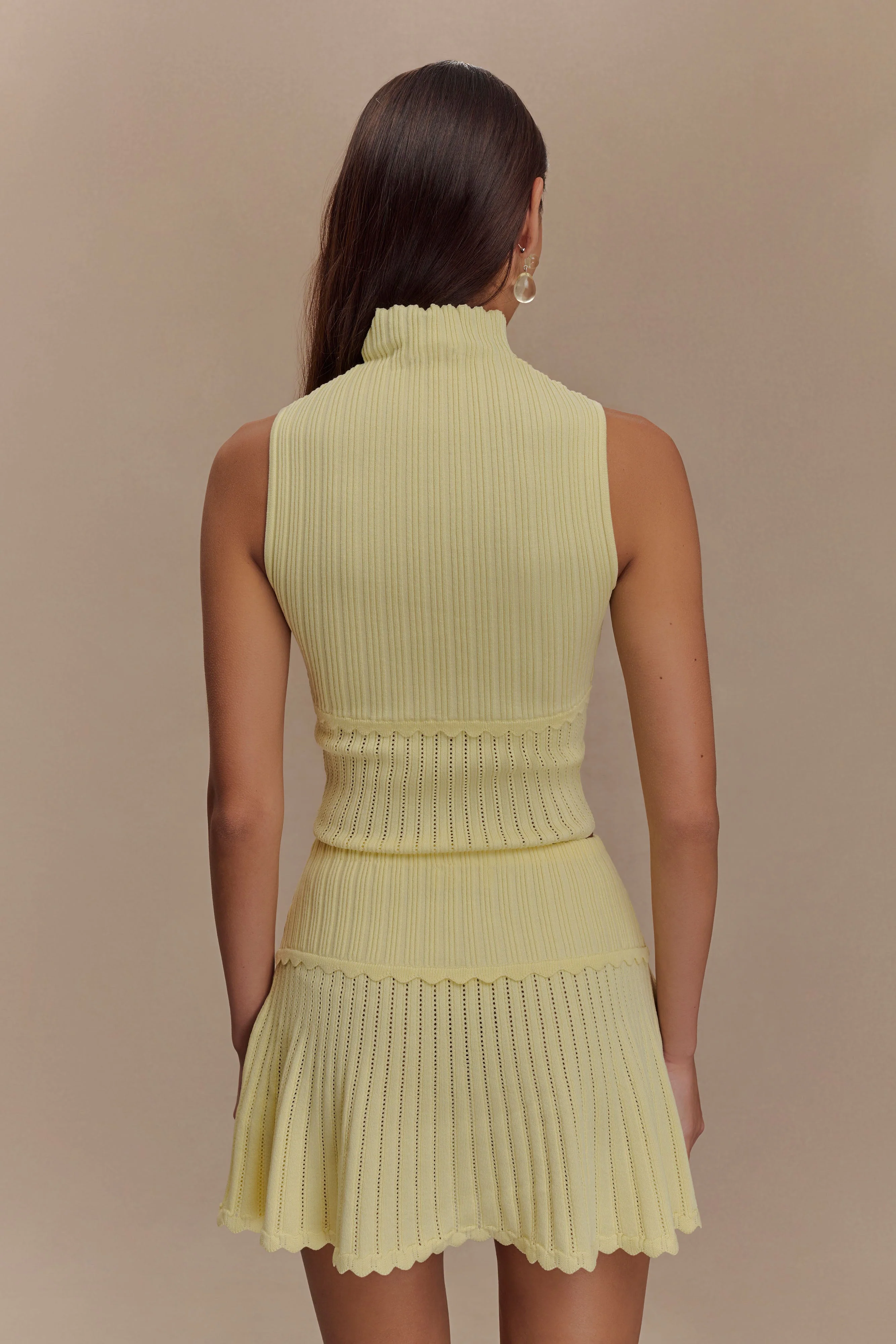Indy Pointelle Knit Mini Skirt - Lemon - Image 8