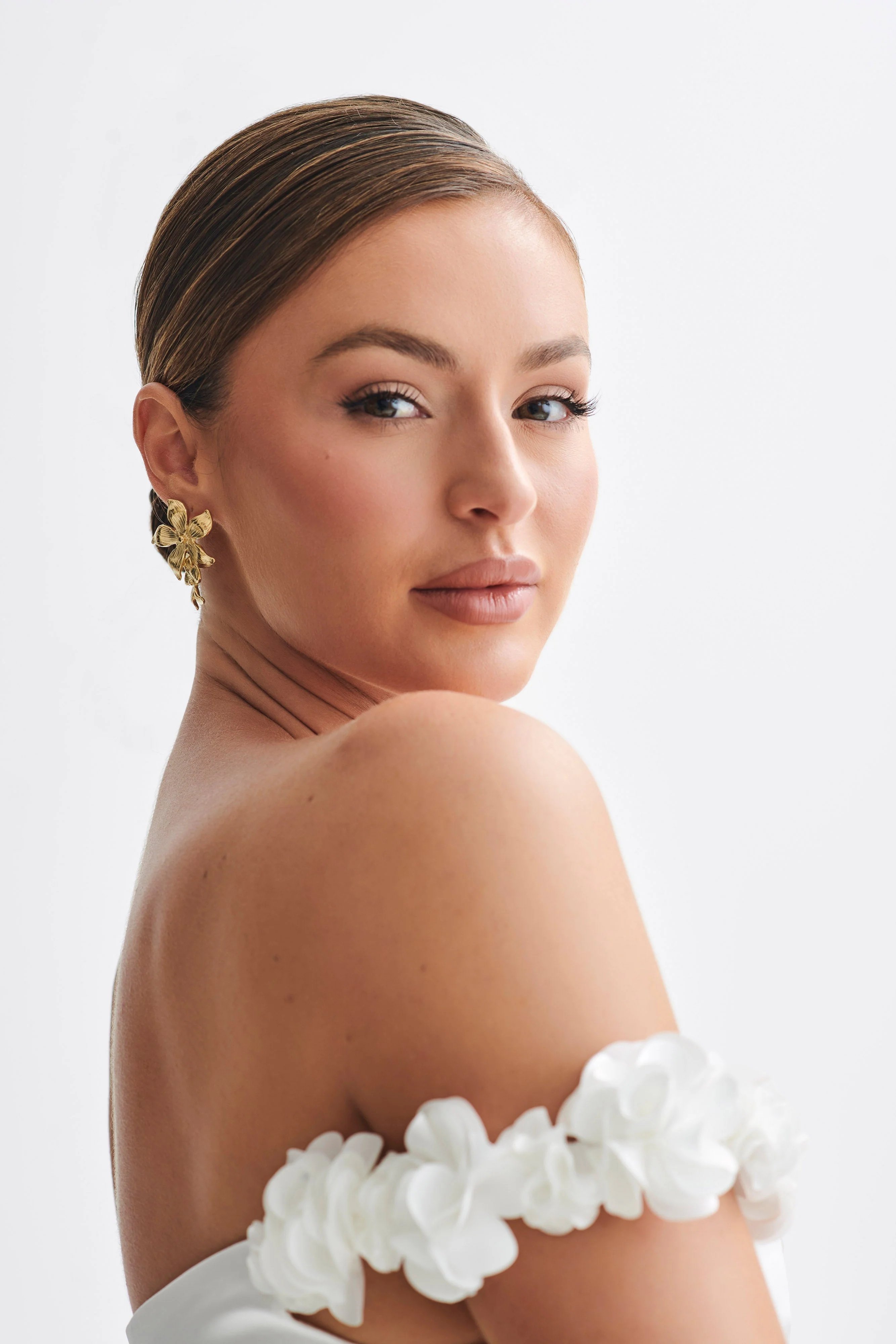 Infatuated Drop Flower Earrings - Gold - Image 3