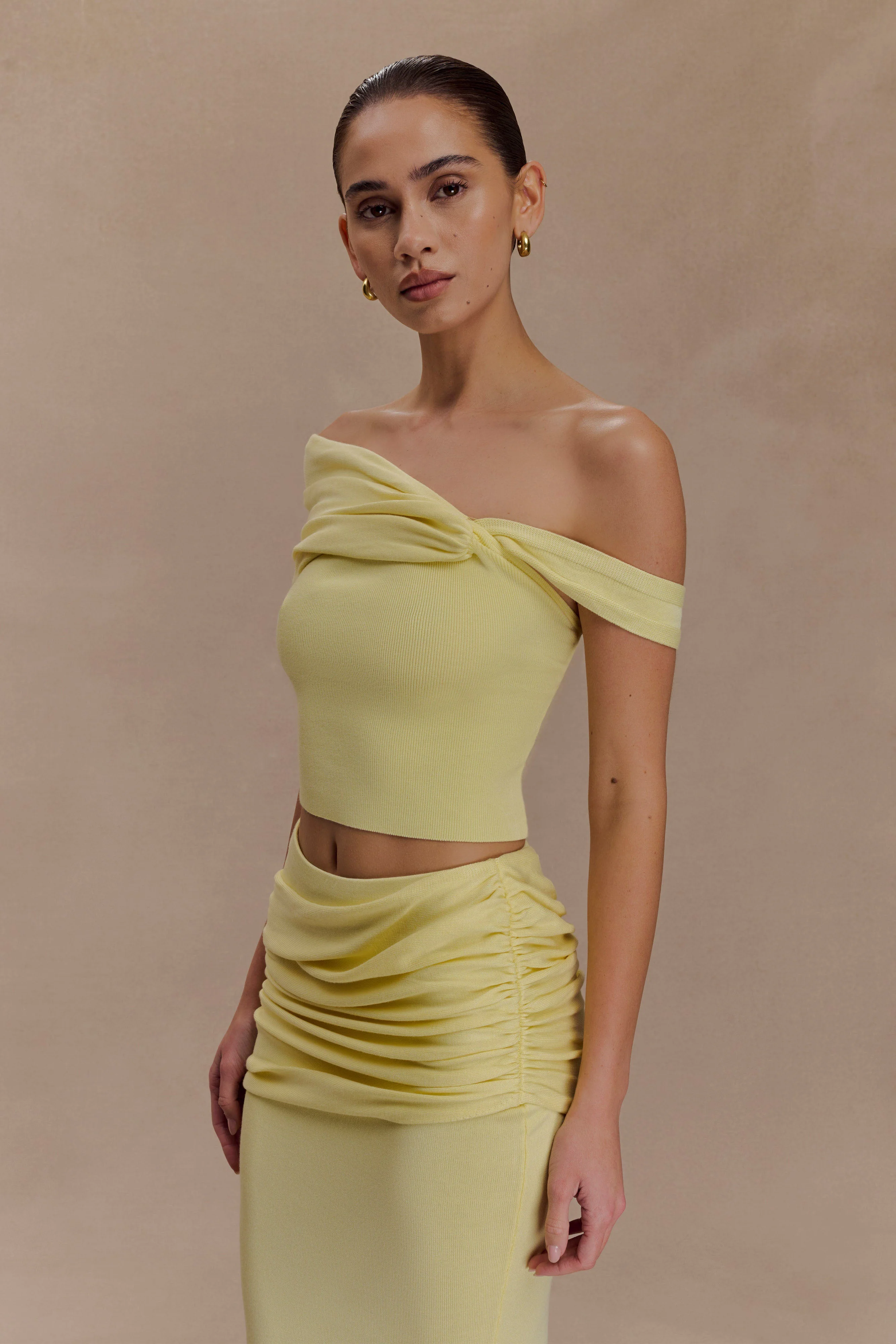 Irene Gathered Knit Top - Lemon - Image 2