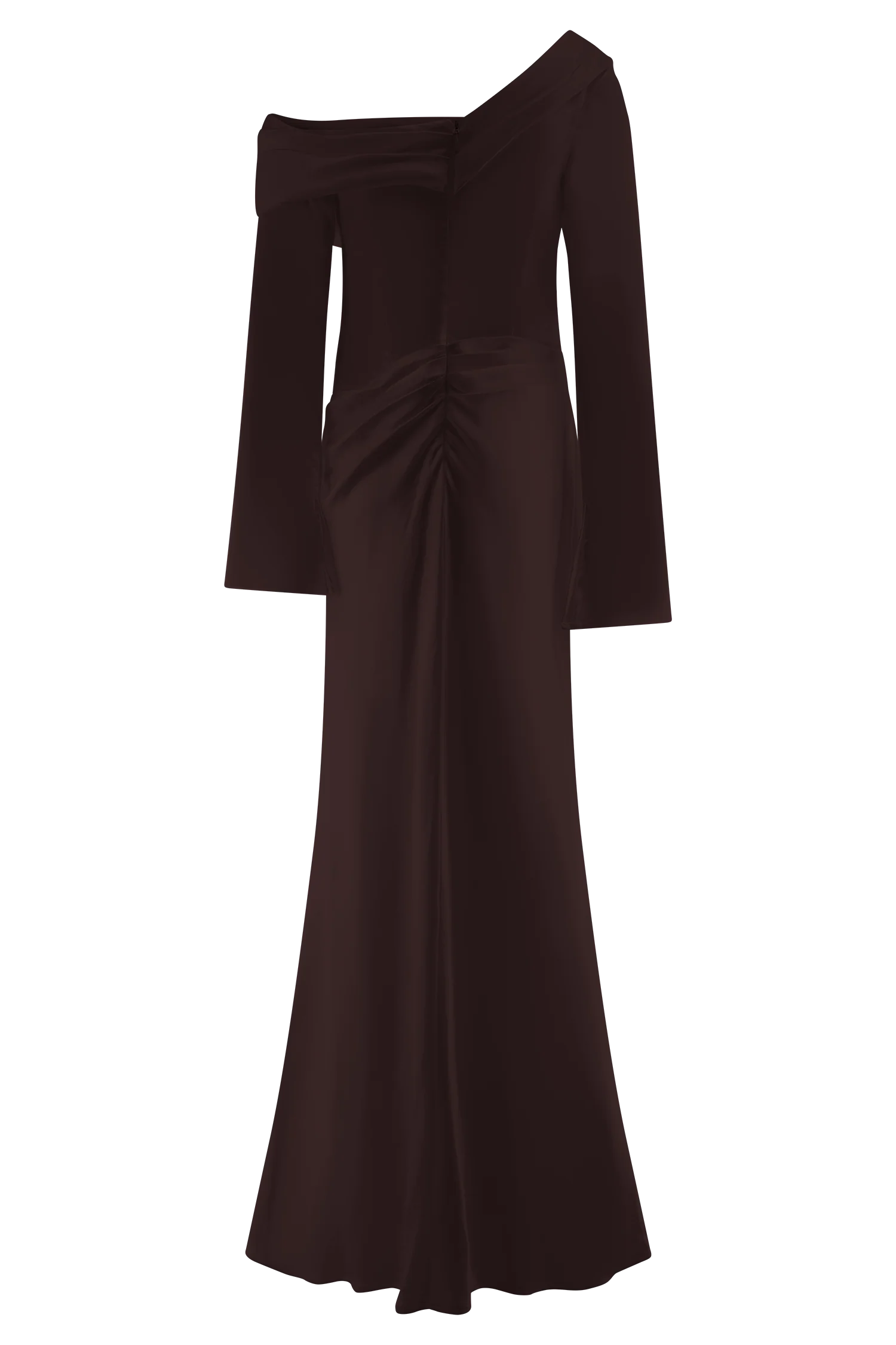 Iris Long Sleeve Satin Maxi Dress - Dark Chocolate - Image 10