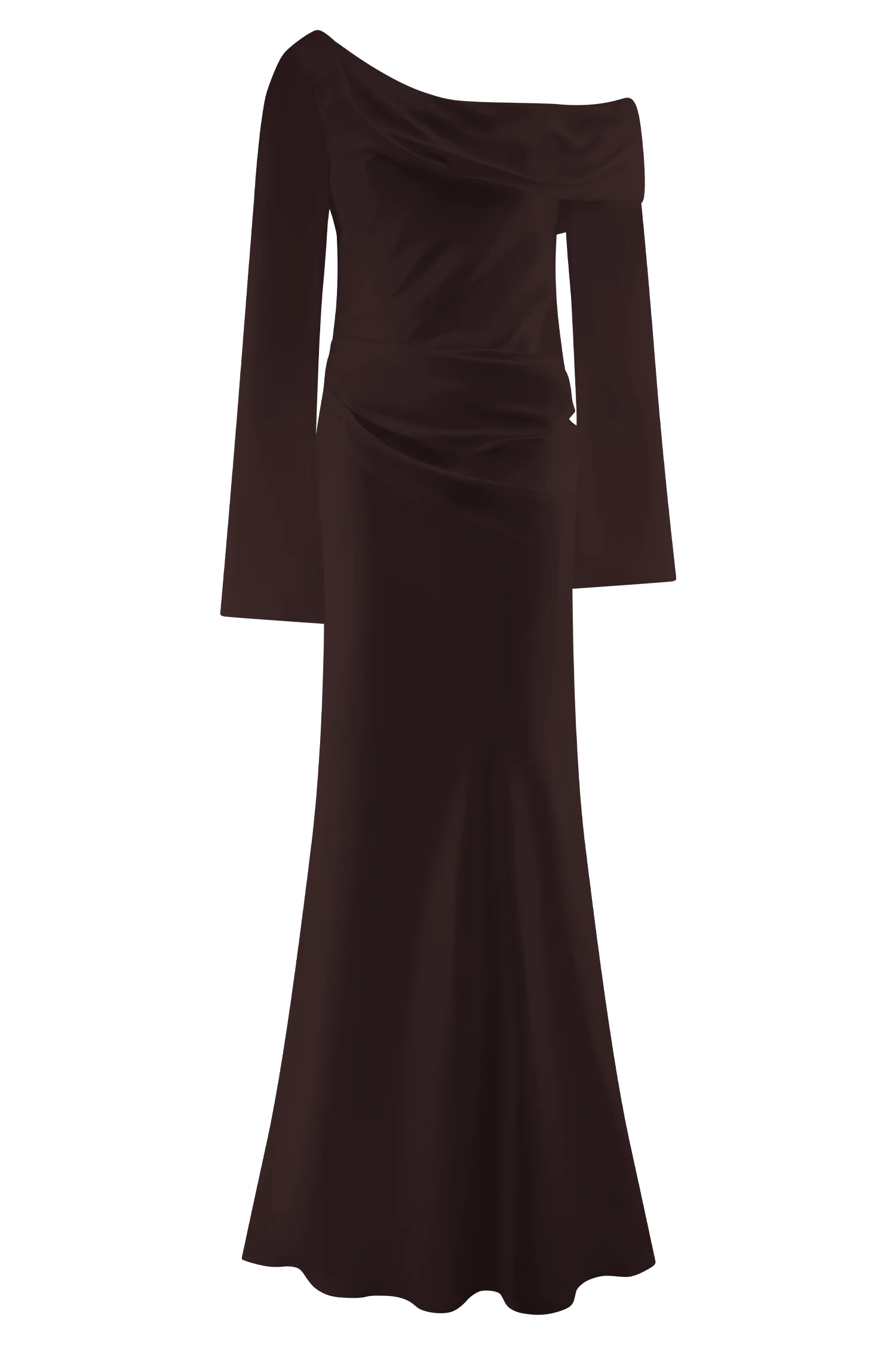 Iris Long Sleeve Satin Maxi Dress - Dark Chocolate - Image 11