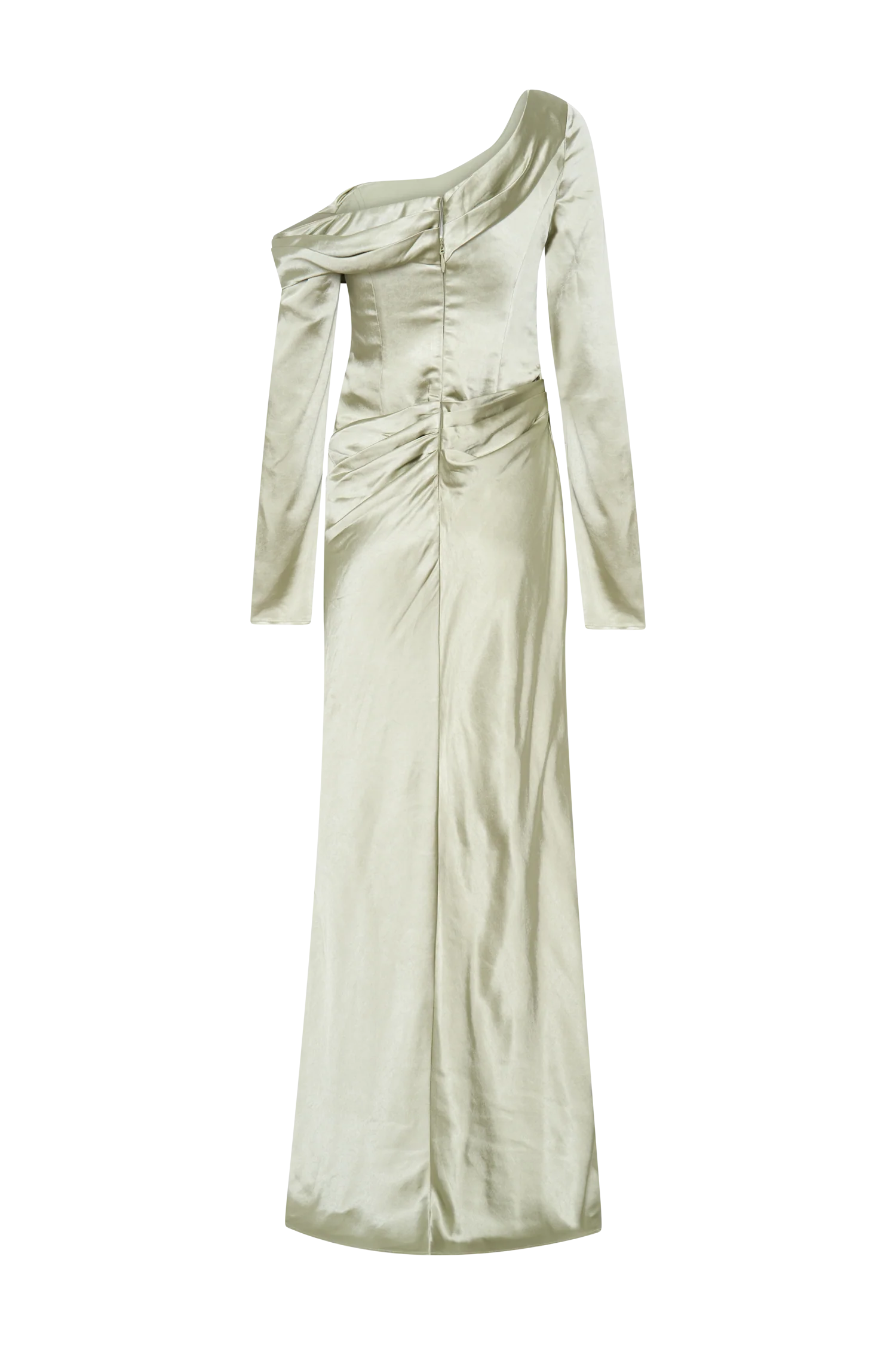Iris Long Sleeve Satin Maxi Dress - Sage - Image 12
