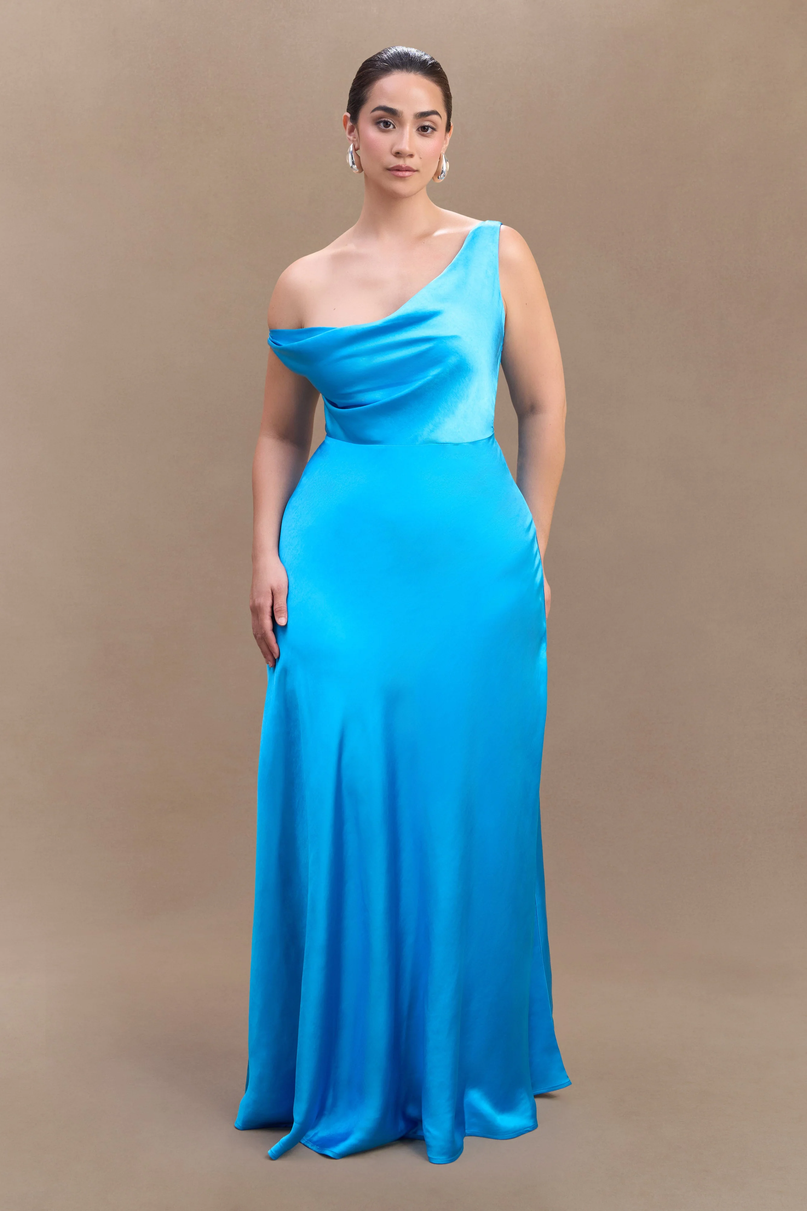 Jacinta One Shoulder Maxi Dress - Cyan Blue - Image 4