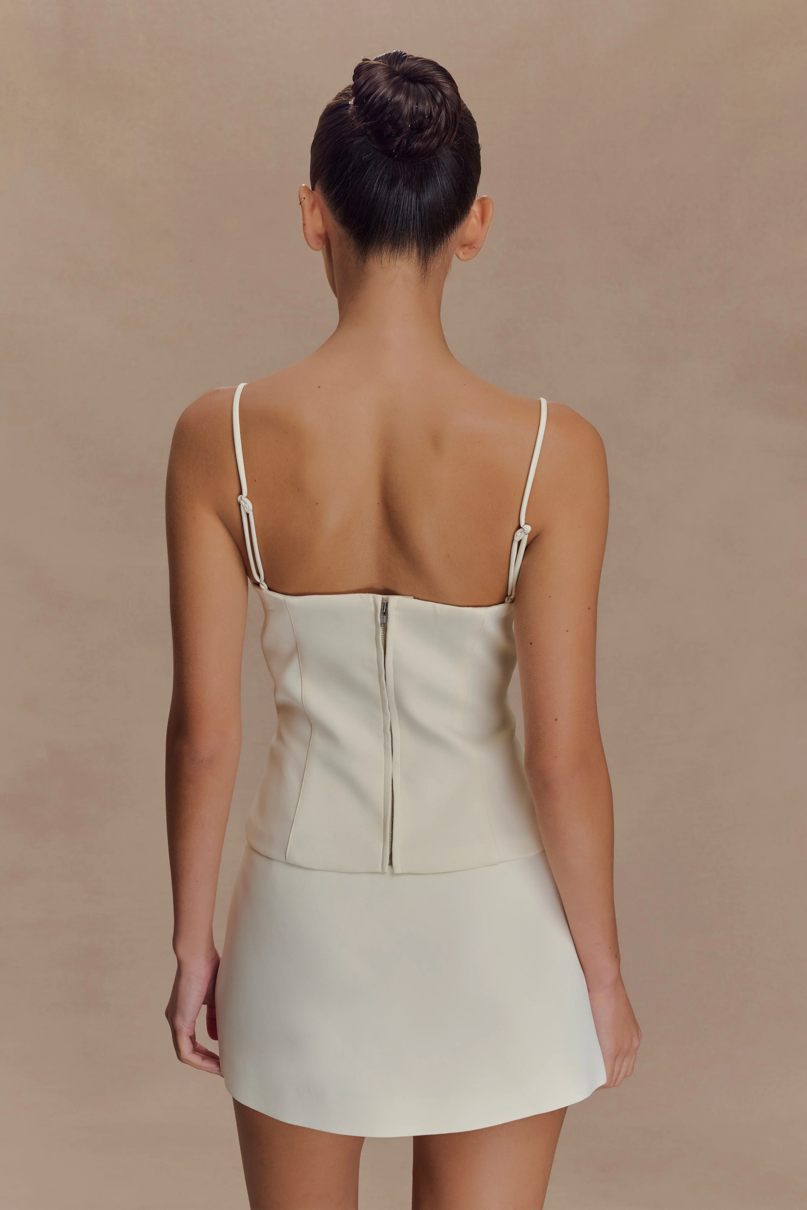 Jaime Spaghetti Strap Suiting Top - Ivory - Image 2