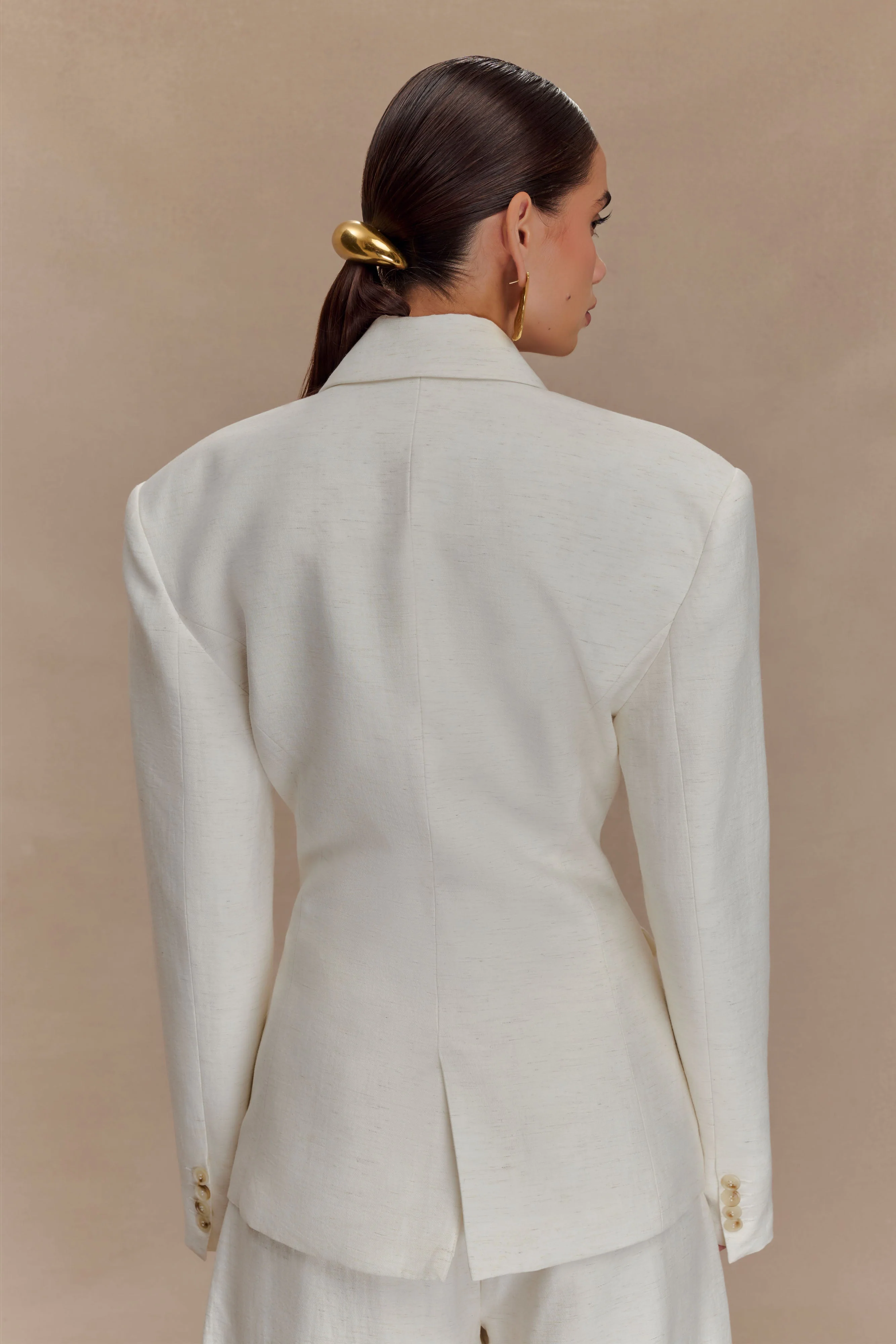 Jameson Cinched Linen Blazer - Oat Marle - Image 2