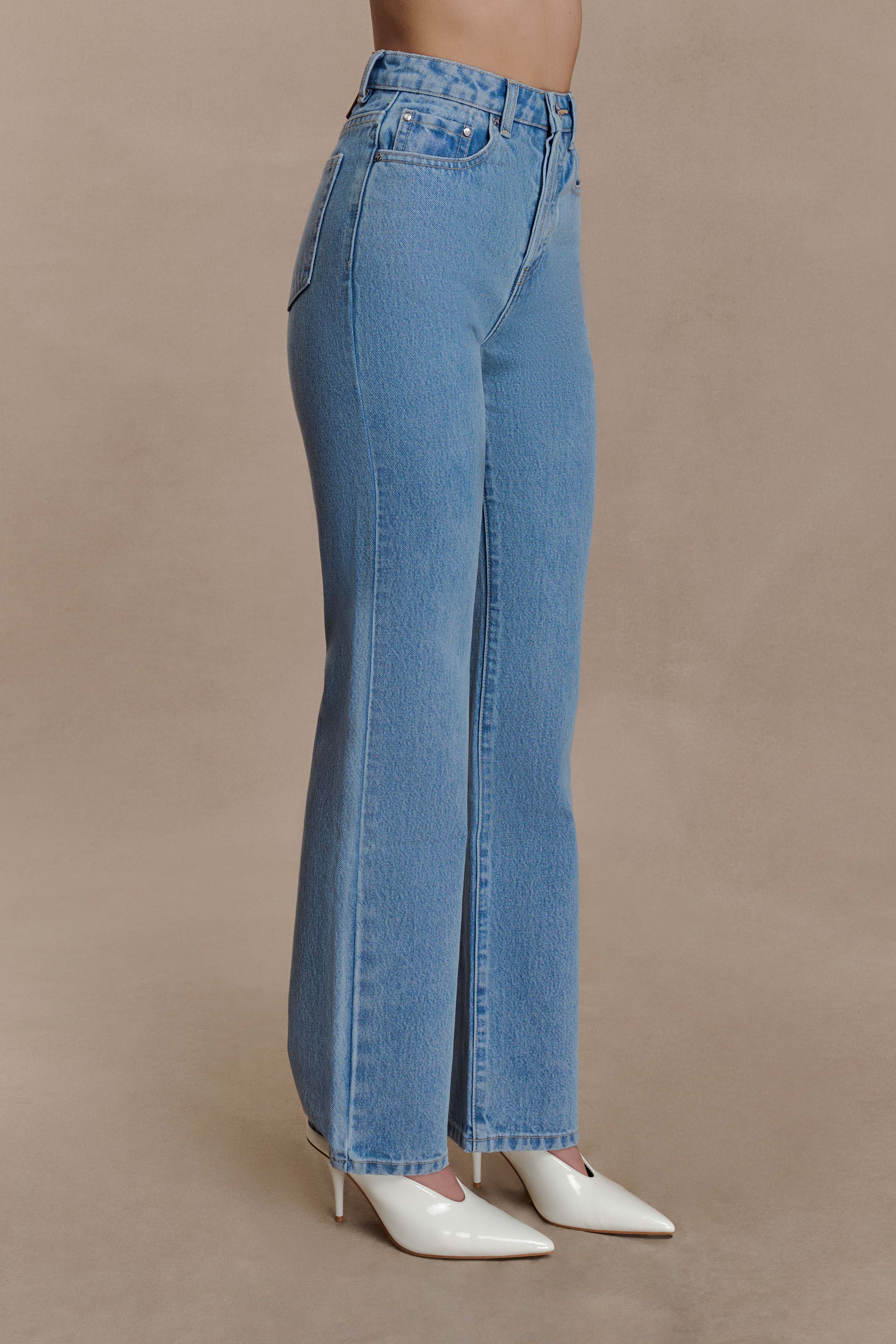 Janine High Waisted Straight Leg Jeans - Classic Blue - Image 6
