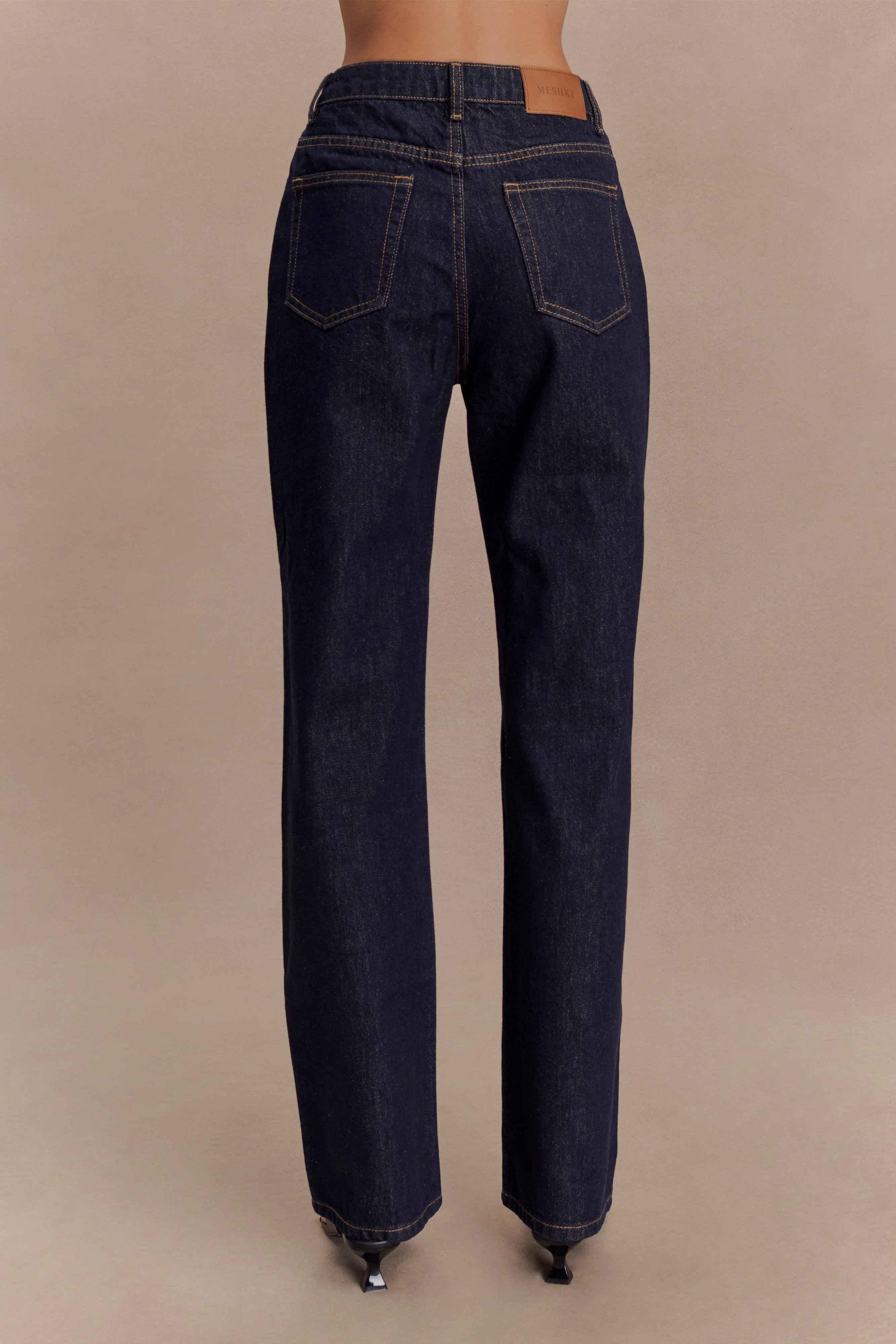 Janine High Waisted Straight Leg Jeans - Washed Indigo Blue - Image 2