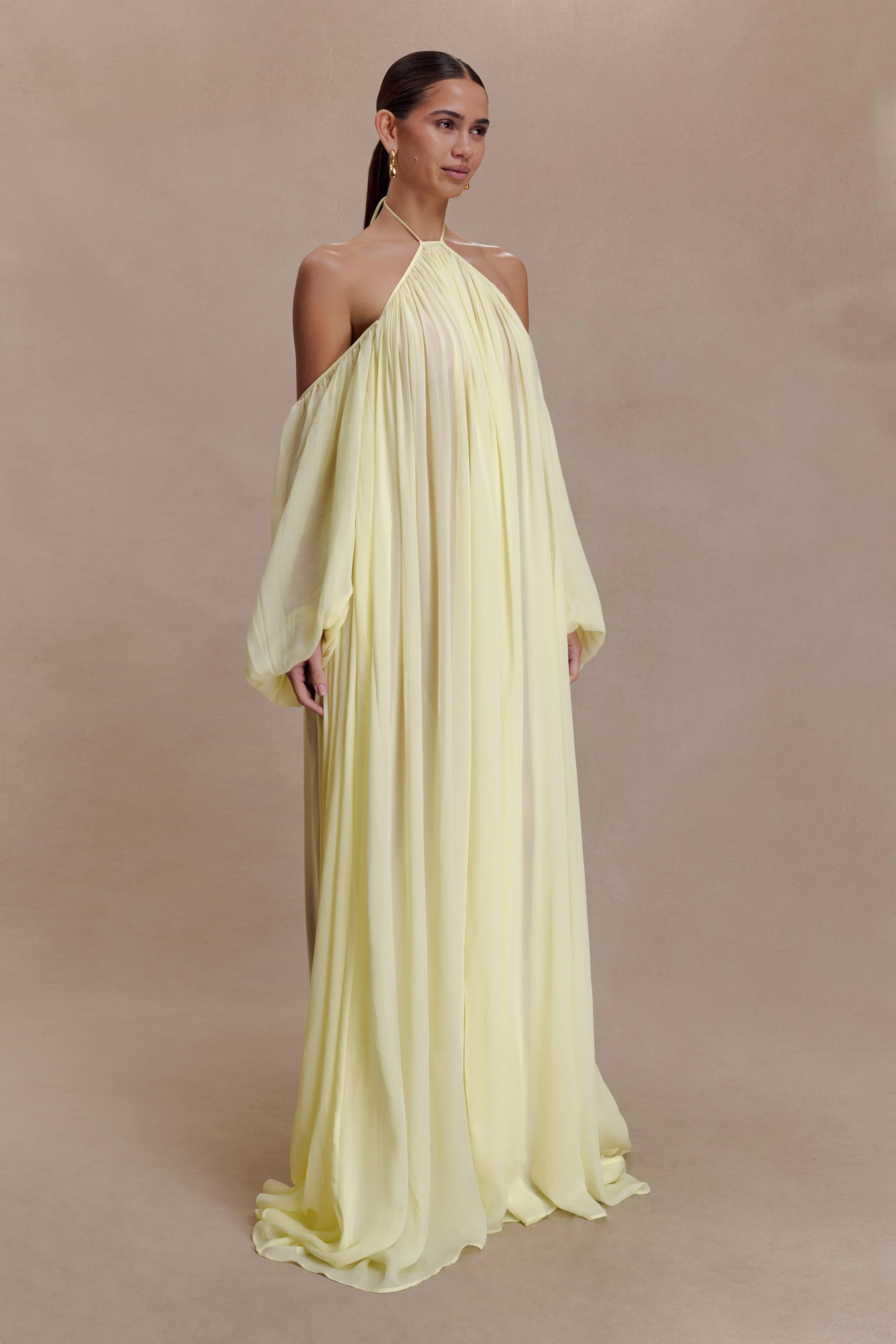 Janni Chiffon Maxi Dress With Hardware - Lemon Lime - Image 3