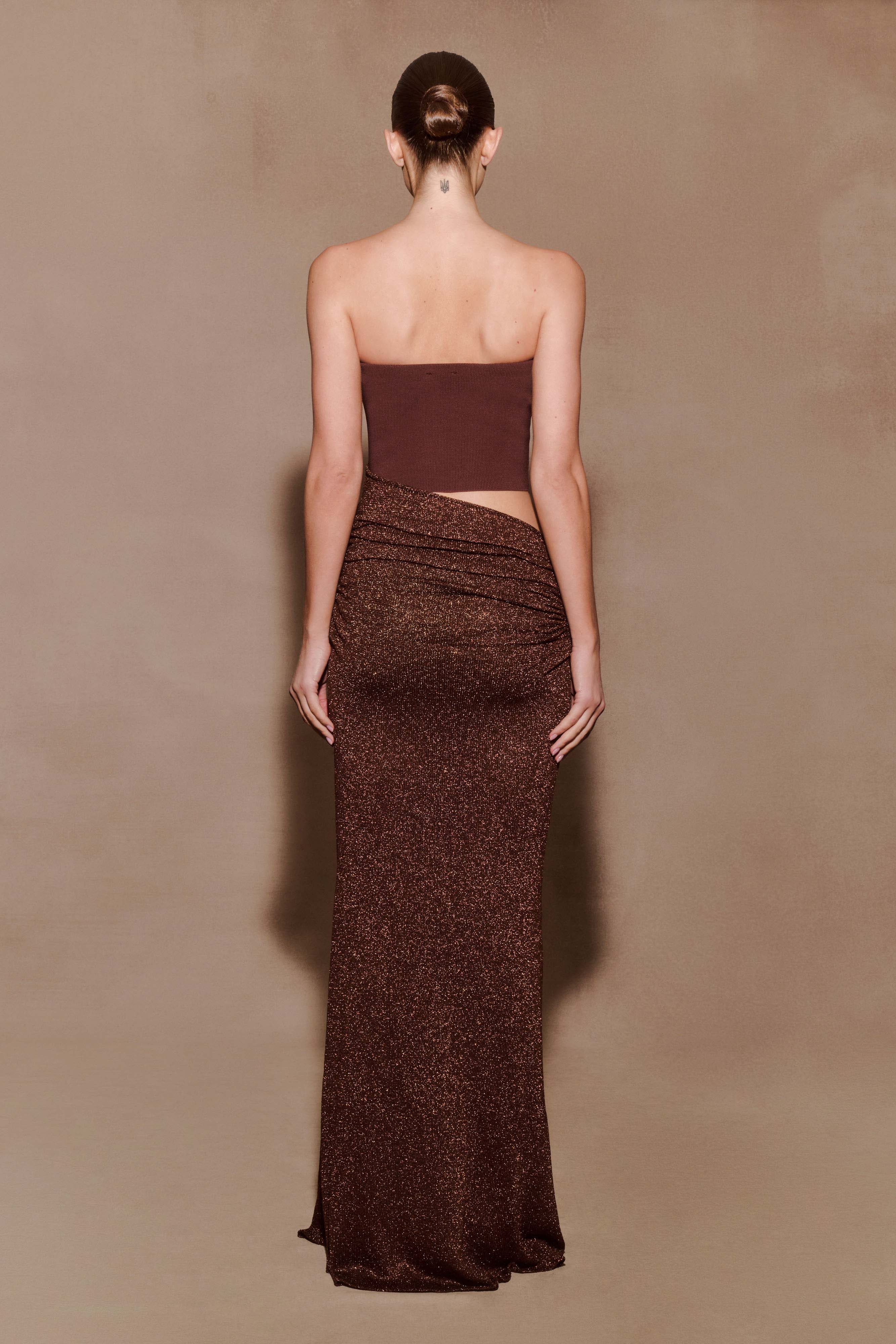 Jasiel Strapless Knit Maxi Dress - Chocolate - Image 2