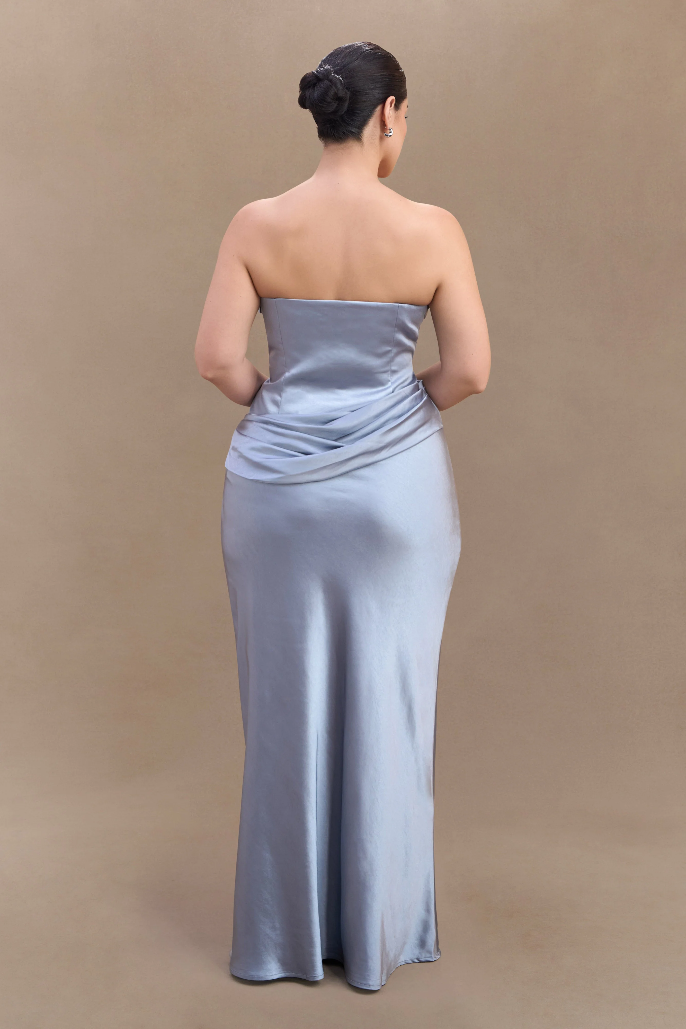 Jasmine Strapless Satin Maxi Dress - Frosted Blue - Image 7