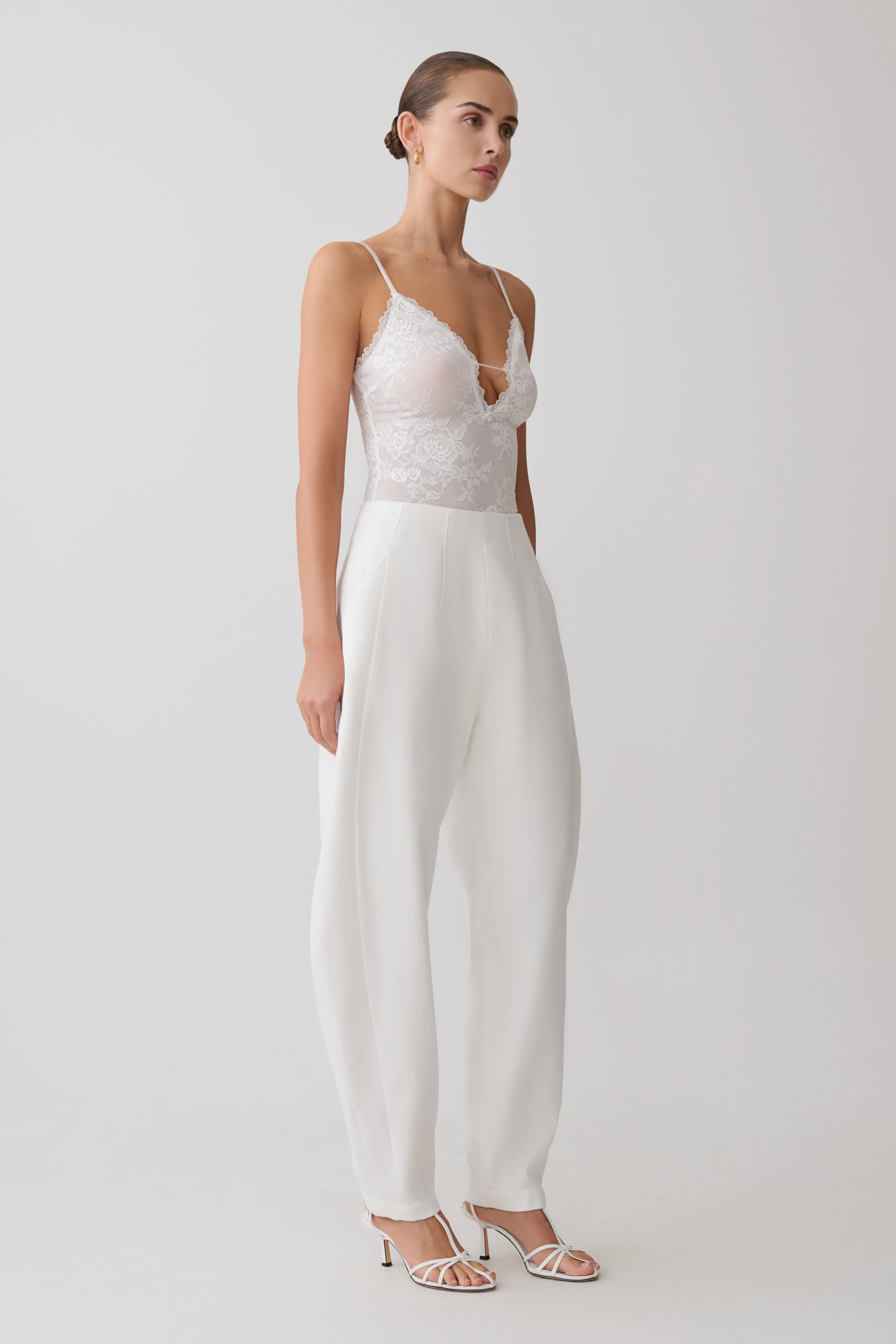 Jasper Sheer Plunge Lace Bodysuit - Ivory - Image 3