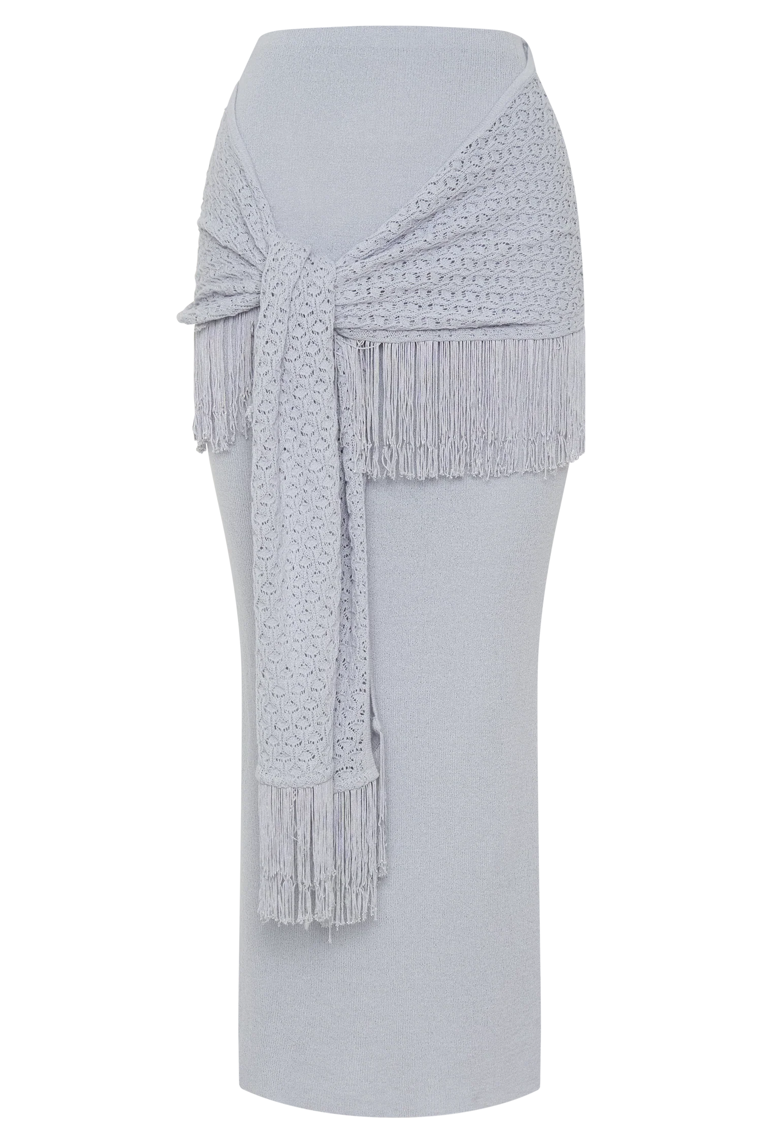 Jaytee Knit Maxi Skirt With Fringe Tie - Sky Blue - Image 9