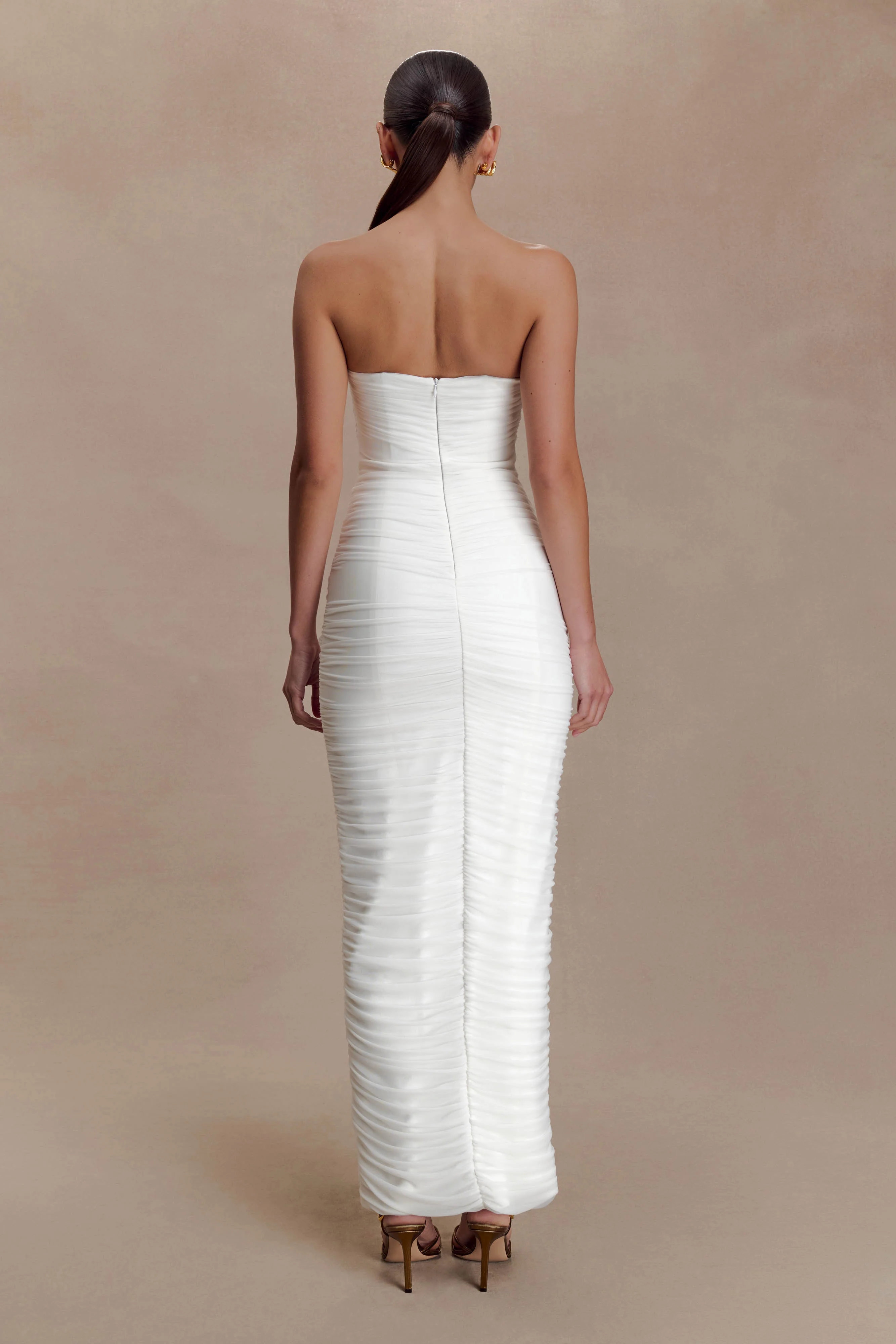 Jianna Strapless Mesh Maxi Dress - Ivory - Image 2