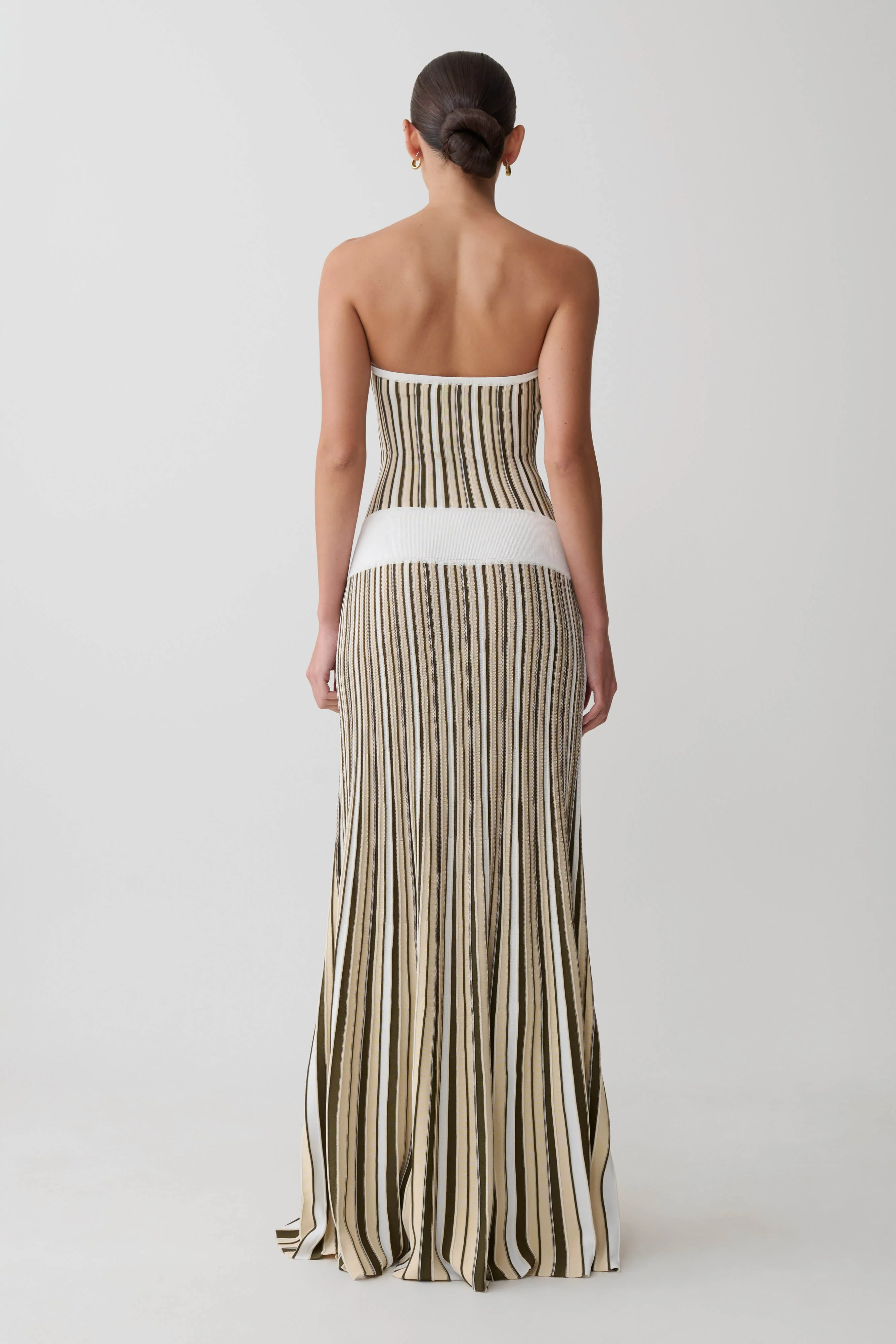 Joyce Stripe Maxi Knit Dress - Khaki/Ivory - Image 2