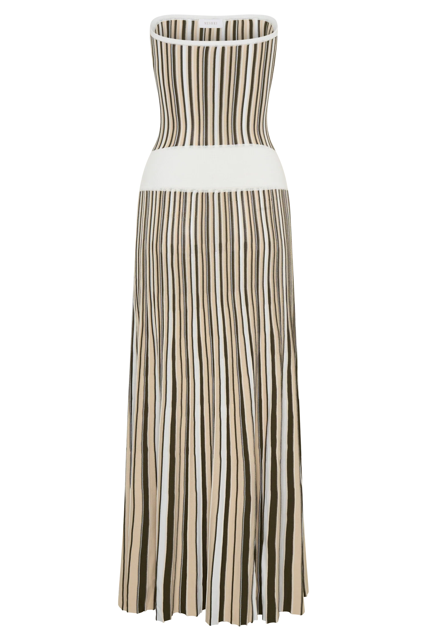 Joyce Stripe Maxi Knit Dress - Khaki/Ivory - Image 8