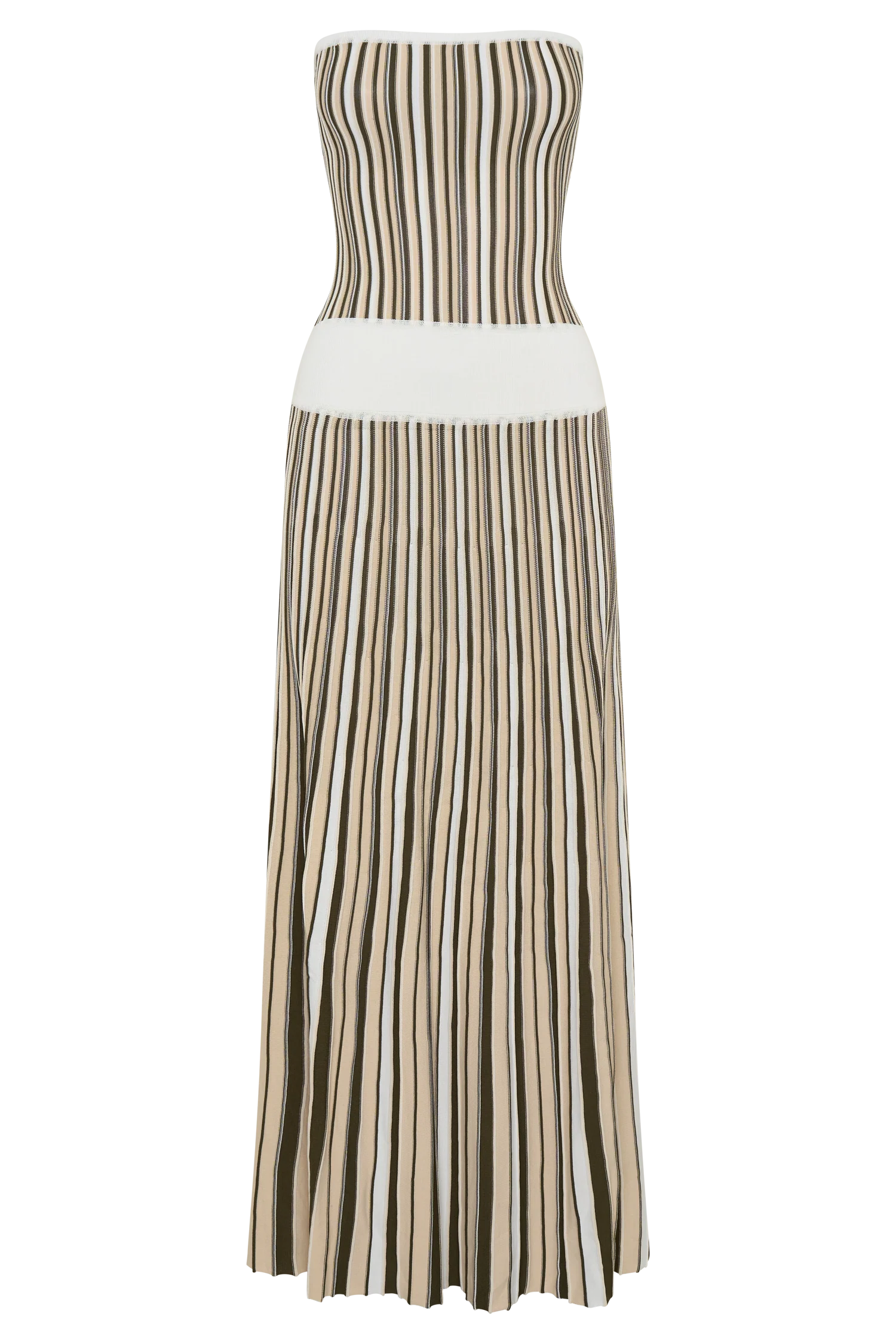 Joyce Stripe Maxi Knit Dress - Khaki/Ivory - Image 9