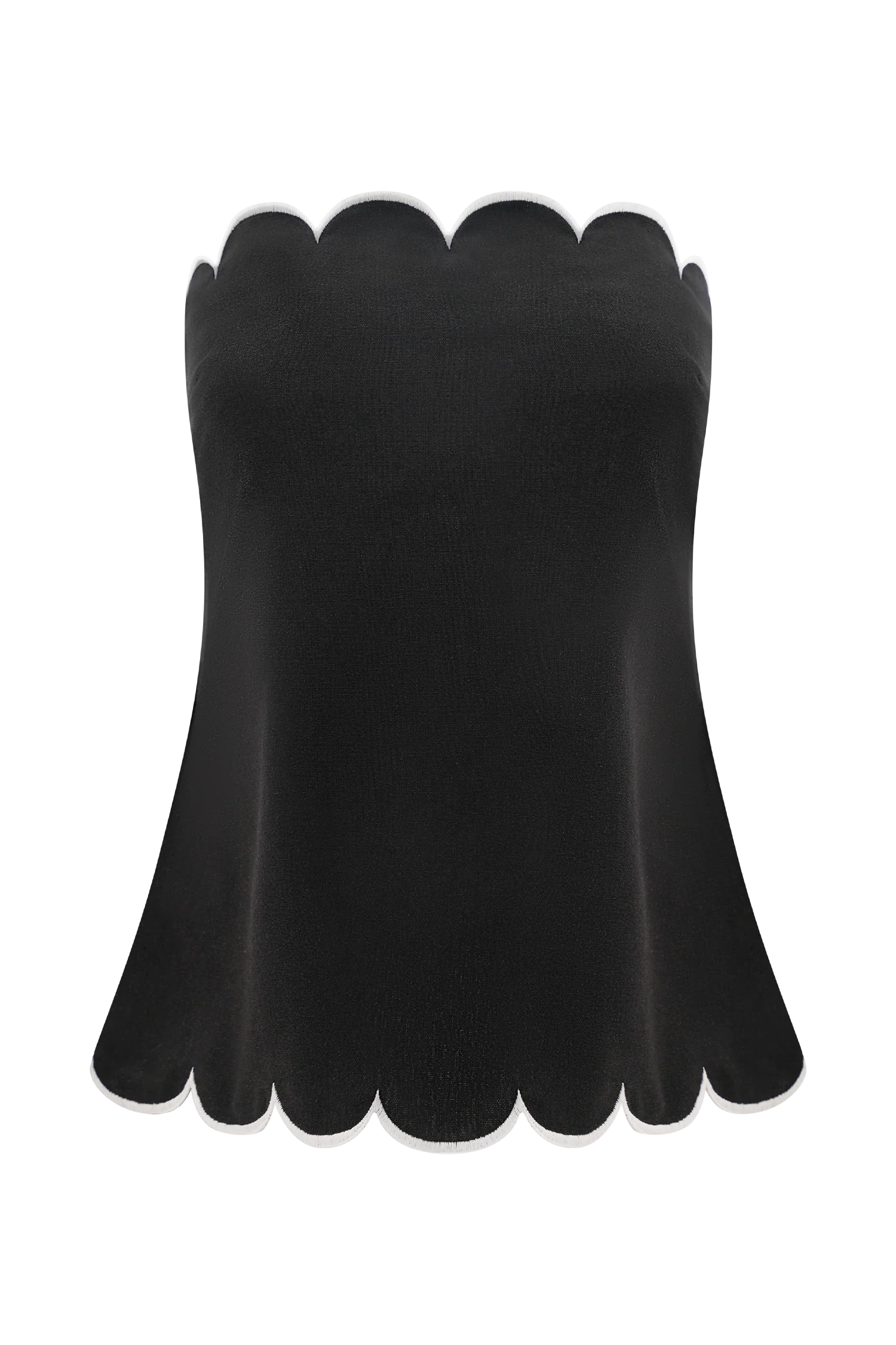 Judith Strapless Scallop Top - Black - Image 7